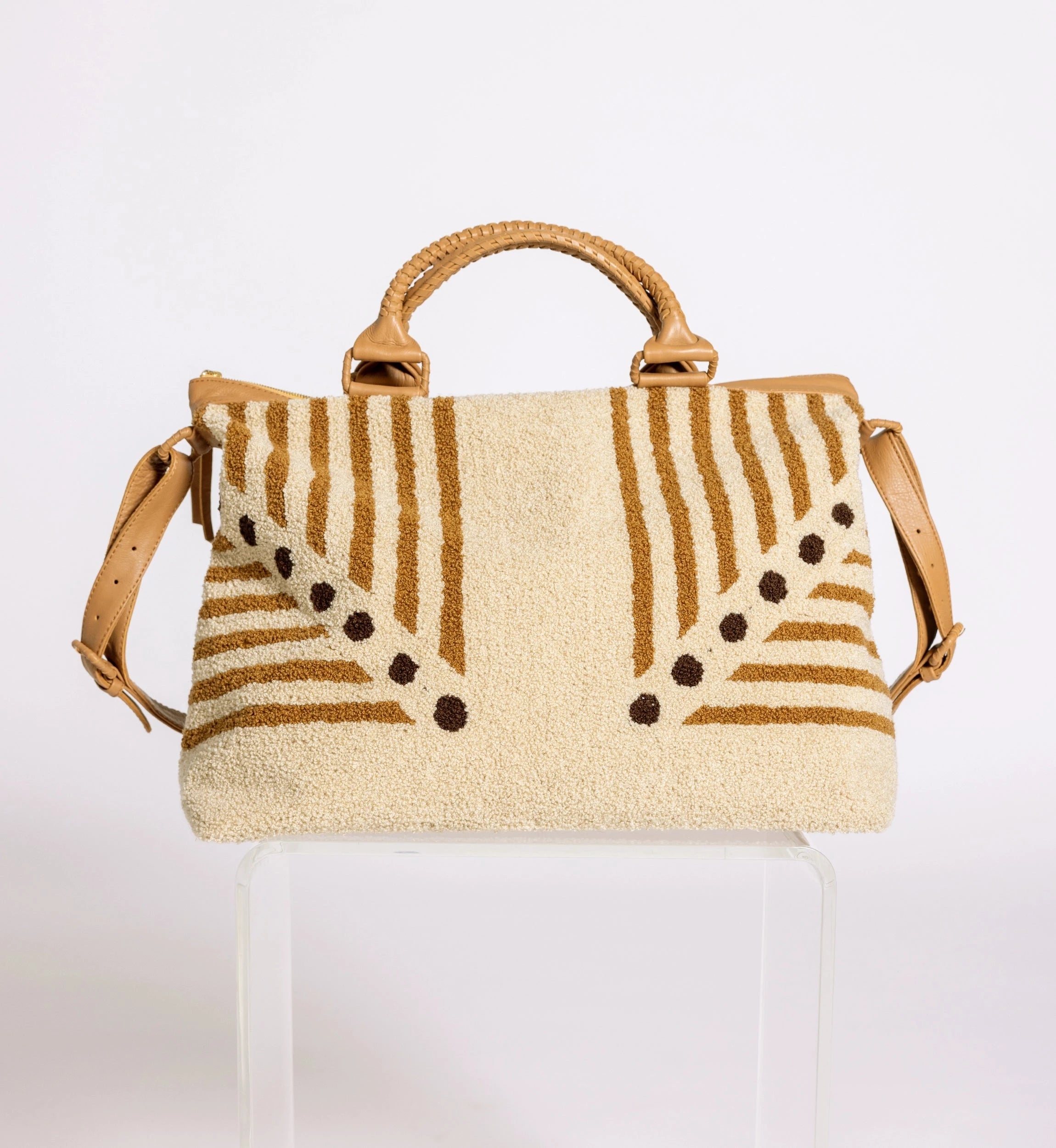 Lusso Stripe Weekender Bag - Stylish & Spacious Travel Duffle for Women & Men - Perfect for Gym, Weekend Getaways & Overnight Trips