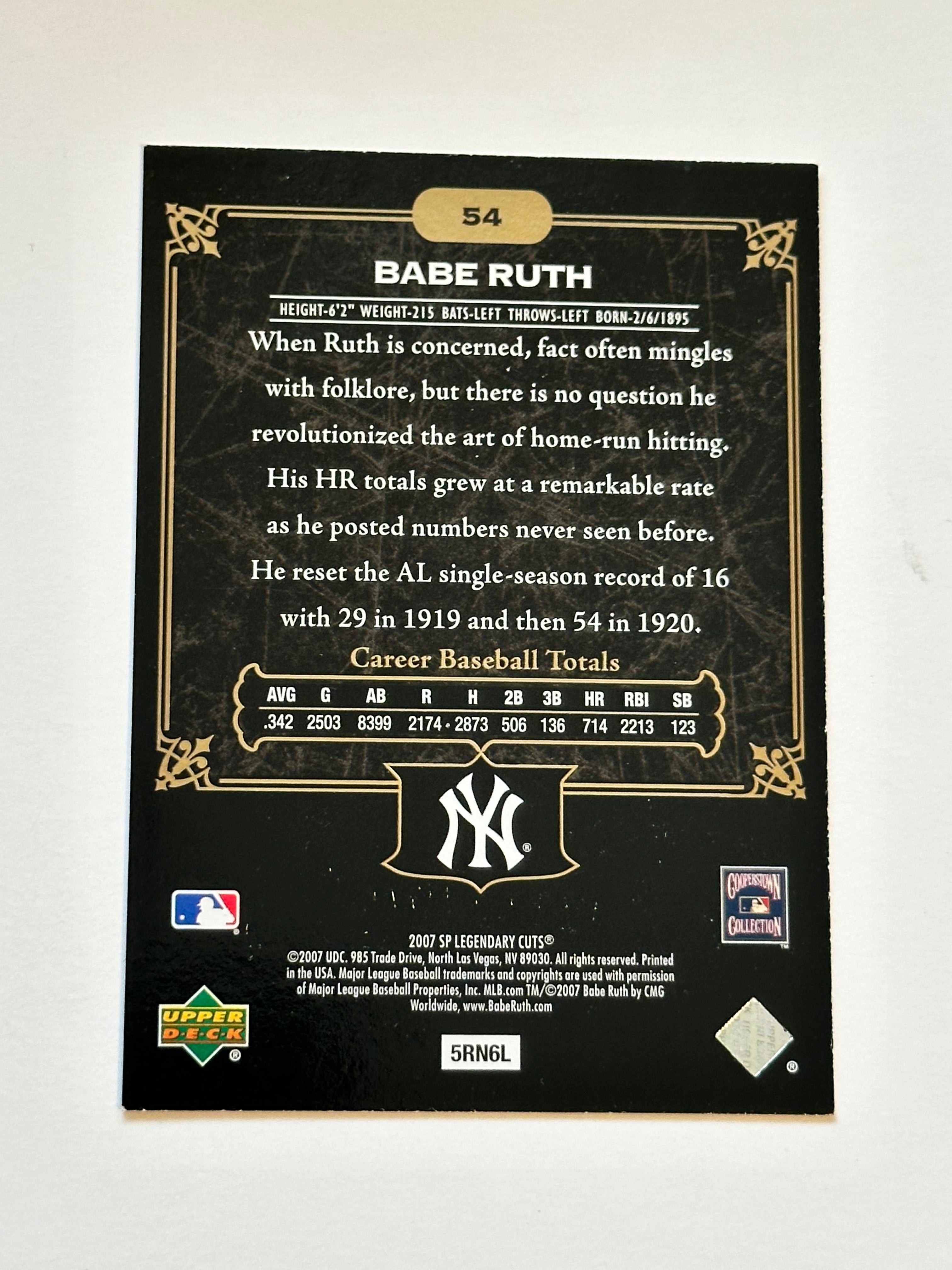 2007 Upper Deck Babe Ruth SP Baseball Insert Card - Rare Collectible for Sports Memorabilia & Trading Card Enthusiasts