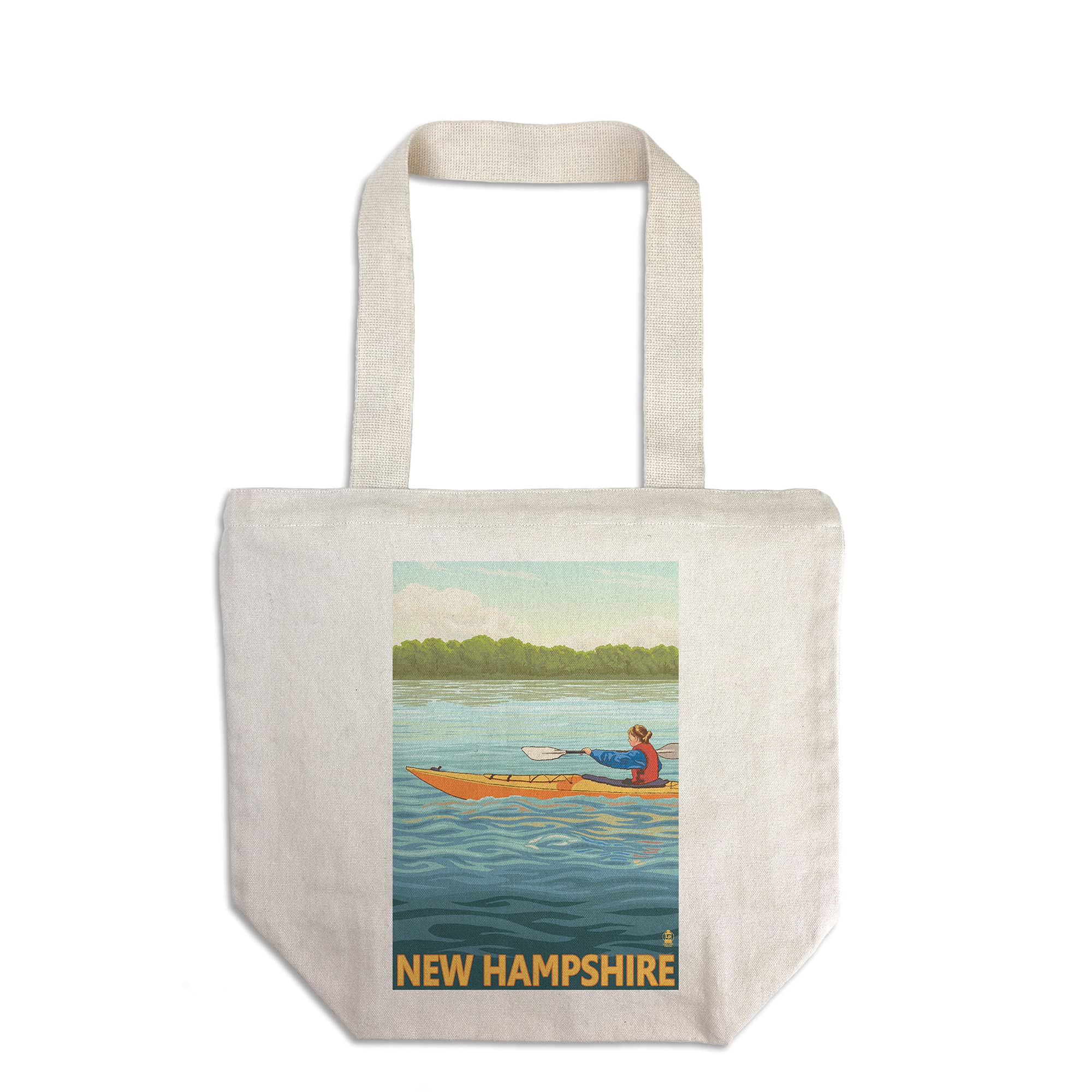 Lantern Press New Hampshire Kayak Scene Tote Bag - 100% Cotton Canvas Reusable Shopping Bag for Groceries, Beach & Travel