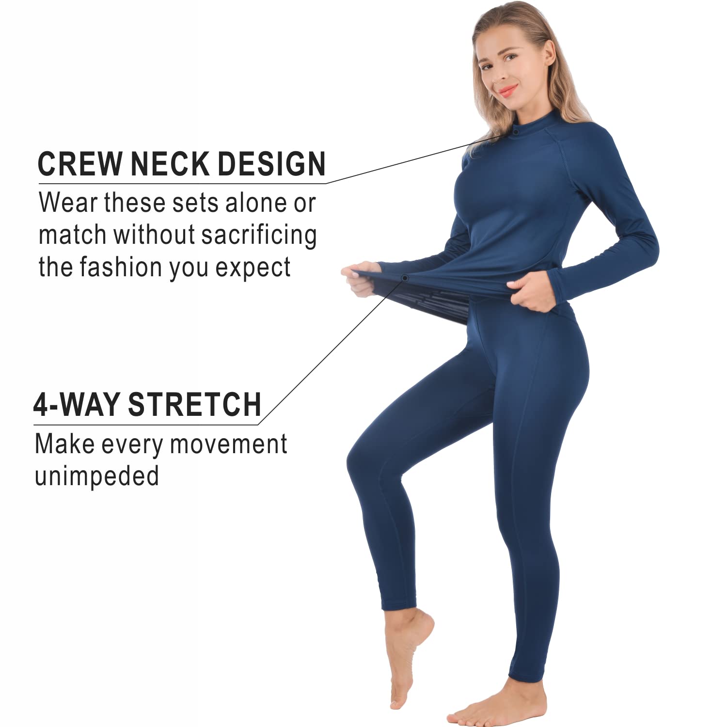 Qualidyne Women's Thermal Underwear Set - Ultra Soft Fleece Base Layer Top & Bottom for Winter Sports, Hiking & Cold Weather Activities