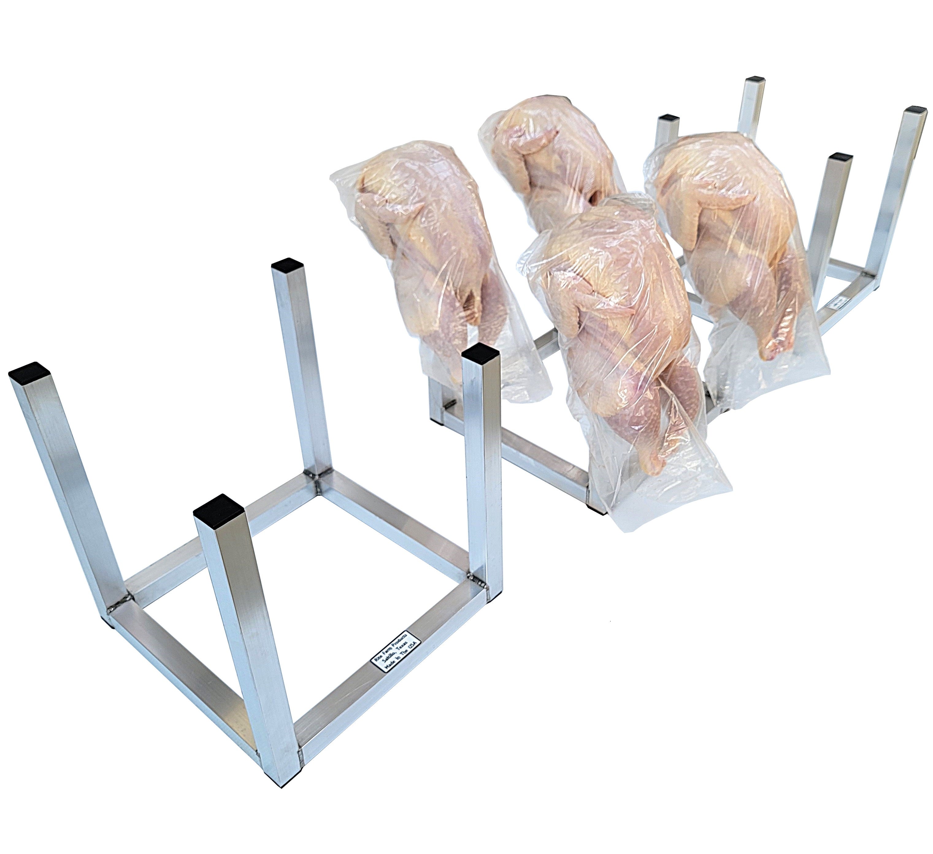 3 Pack 12 Inch Chicken Drying Racks - 12 Station Poultry Processing Stands with Shrink Bags for Turkey, Duck & Chicken - Perfect for Butcher Shops, Farm Processing & Home Kitchen Use