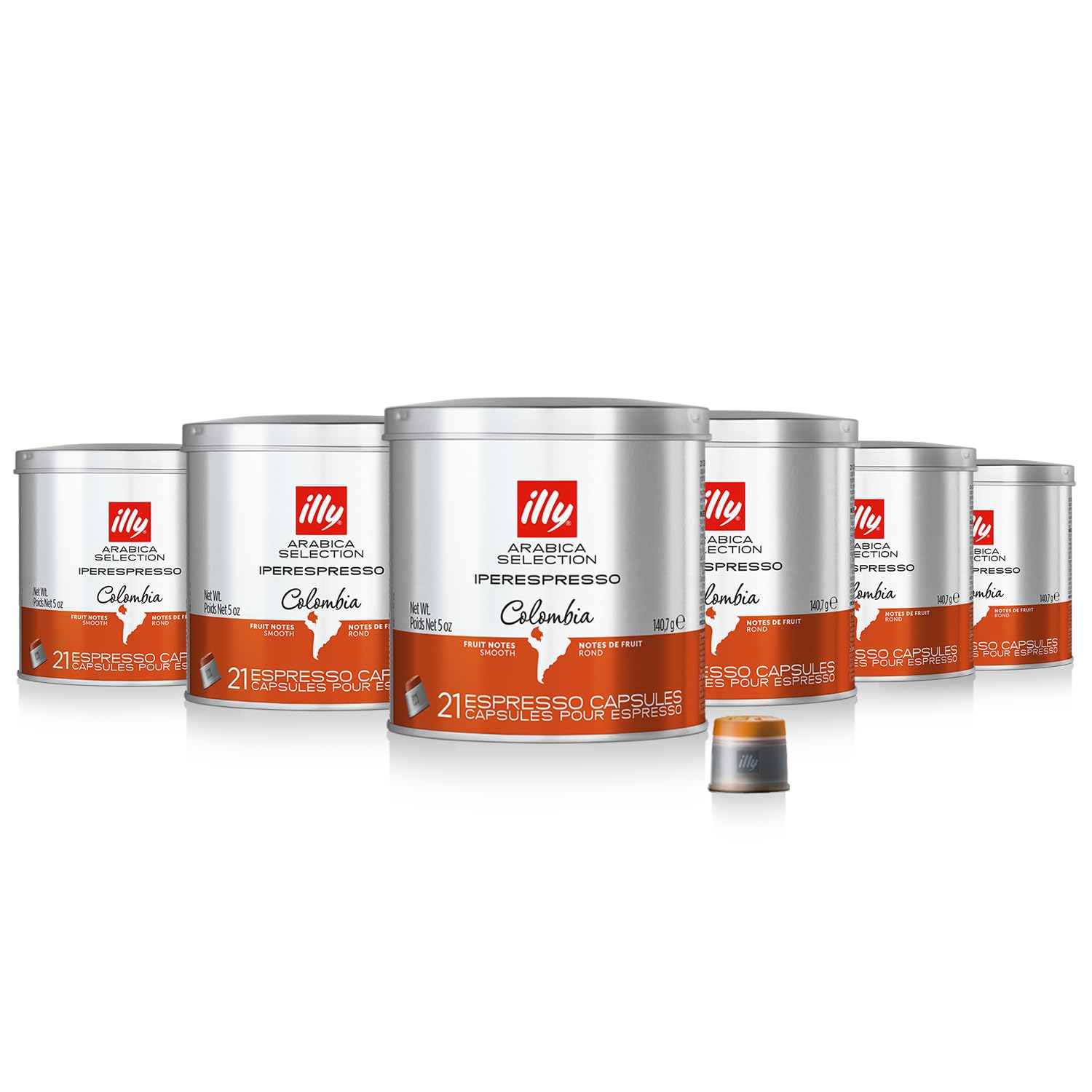illy iperEspresso Coffee Capsules - 21 Count (6 Pack) | Single-Serve Colombia Medium Roast Coffee Pods with Fruity Notes | Compatible with iperEspresso Machines | Perfect for Home, Office & Espresso Lovers