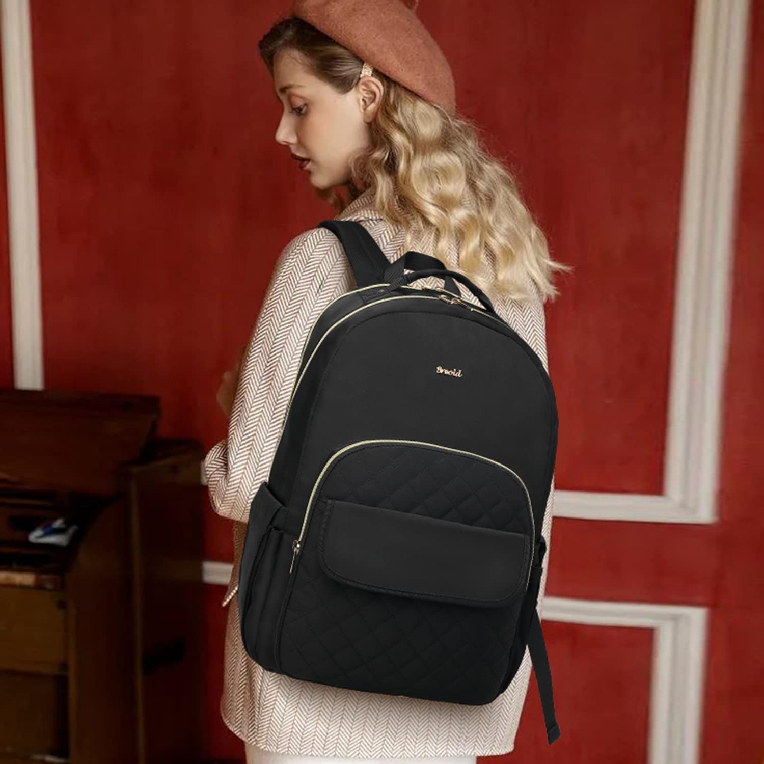 Stylish Women's Laptop Backpack for Work, Travel & School - TSA Friendly College Bookbag for Women & Girls, Perfect for Commuting, Business Trips & Campus Life (Black)