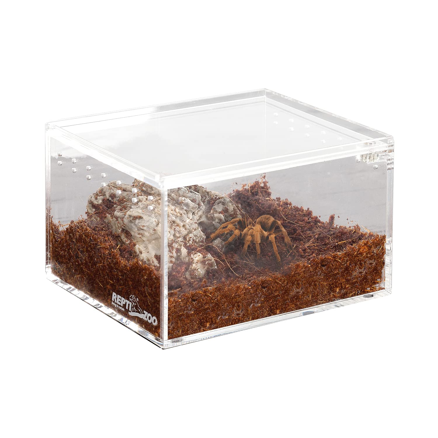 REPTI ZOO Magnetic Acrylic Reptile Terrarium - 4.1x3.3x2.5 Inch Nano Enclosure for Tarantulas, Scorpions, Lizards, Isopods & Insects | Perfect Breeding Box for Mantis, Roaches & Invertebrates | Ideal for Pet Habitat, Classroom Observation & Science Projects