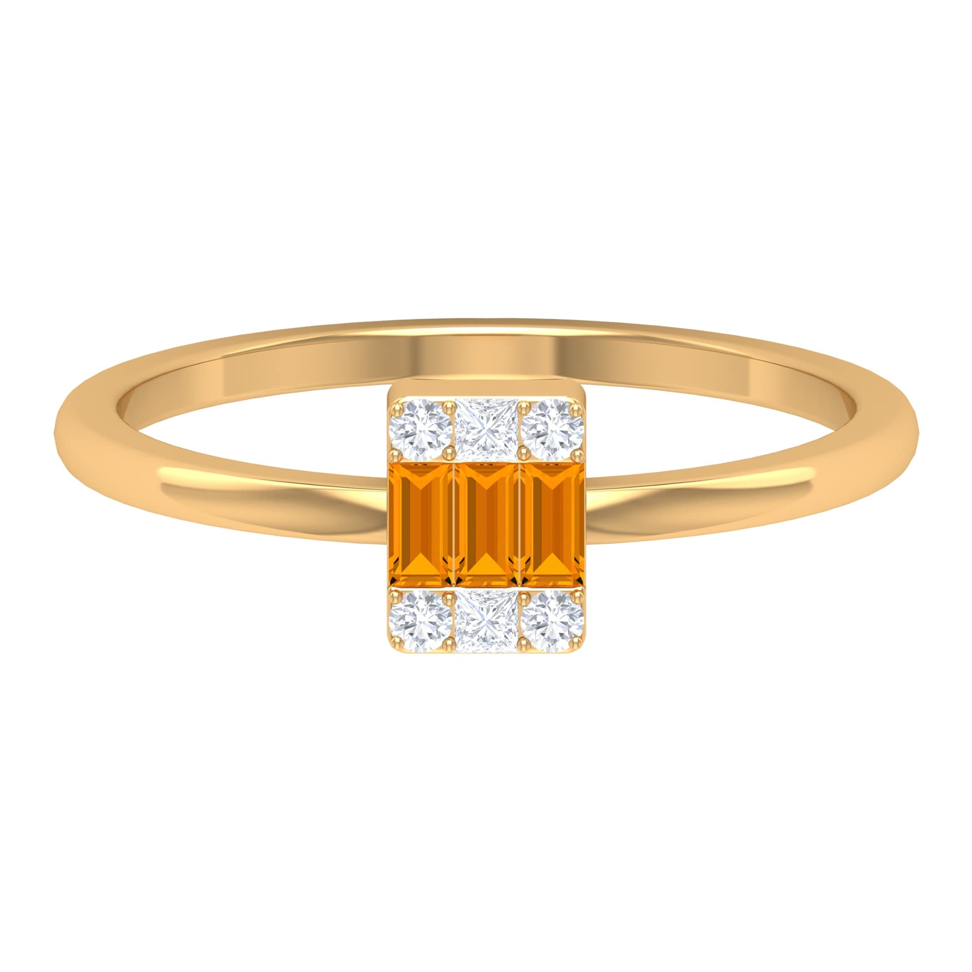 1/4 CT Orange Sapphire and Diamond Ring for Women - 14K Solid Gold Minimalist Cluster Ring | Elegant Orange Sapphire Jewelry for Everyday Wear, Engagement, or Special Occasions