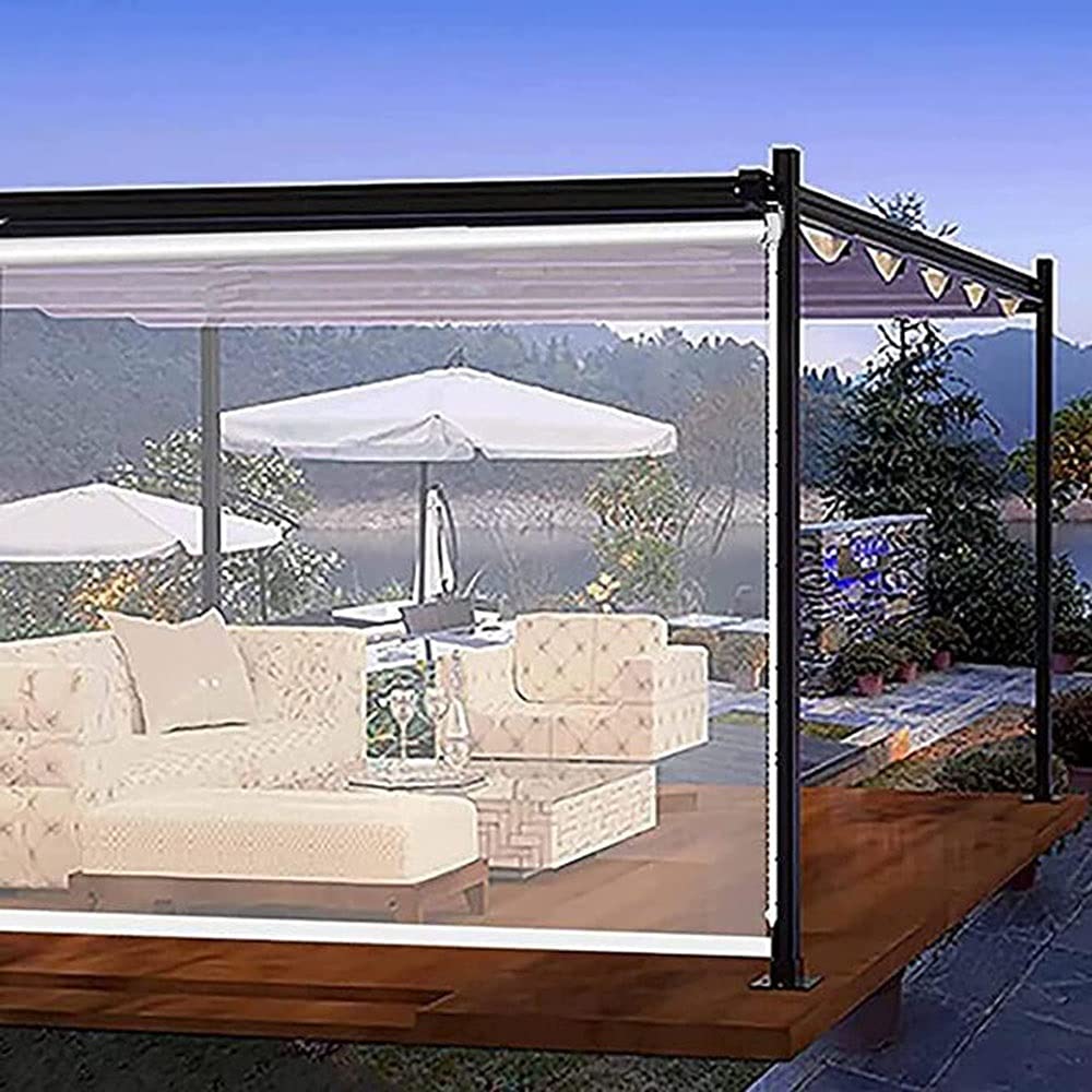 **100% Waterproof Transparent Roller Window Blinds - Easy Pull Down & Up for Day & Night Use - Clear 100x130cm - Perfect for Patio, Living Room & Office Privacy**