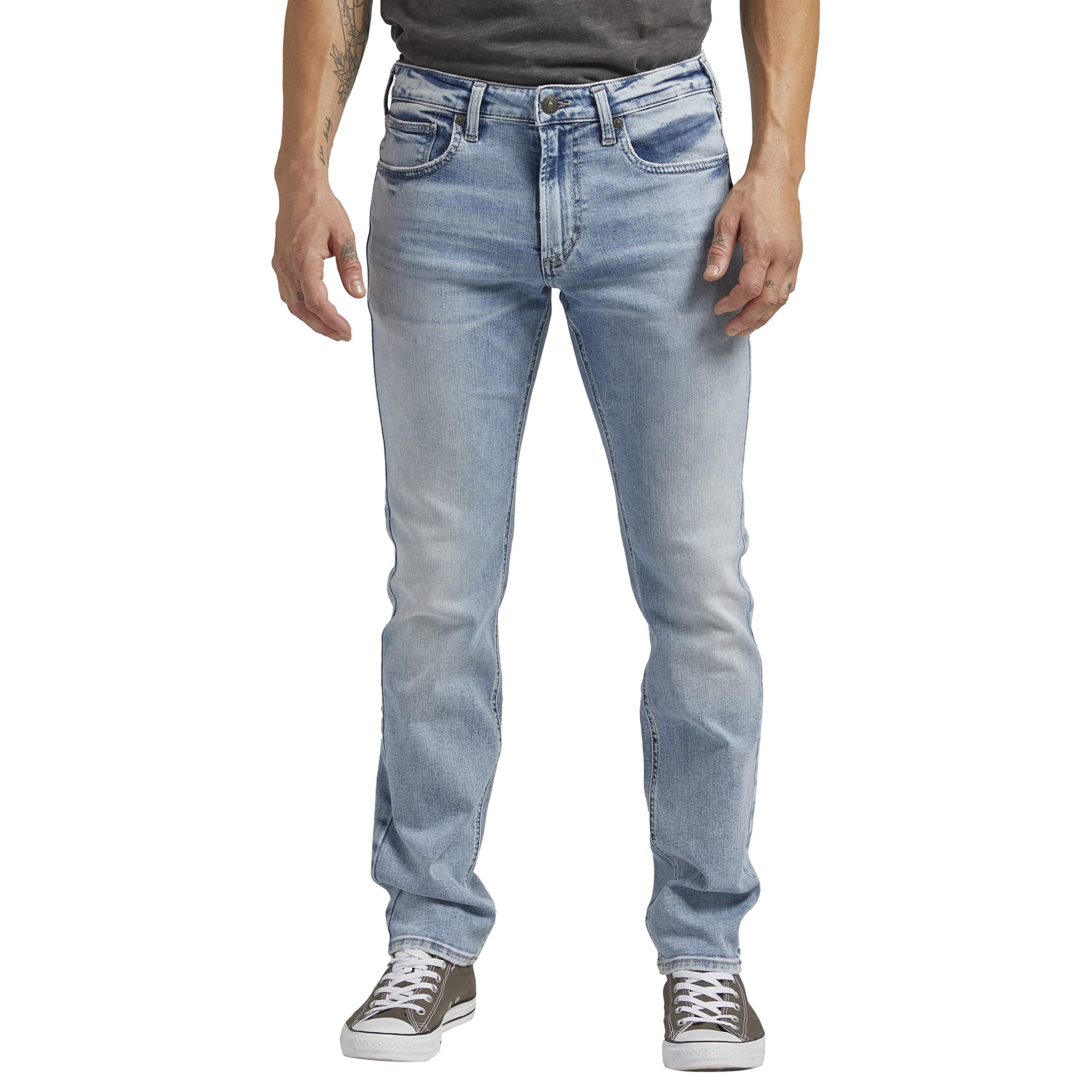 Silver Jeans Co. Men's Konrad Fit Slim Leg Jeans - Comfortable Stretch Denim Pants for Casual Wear & Everyday Style | Perfect for Office, Dating & Weekend Outings