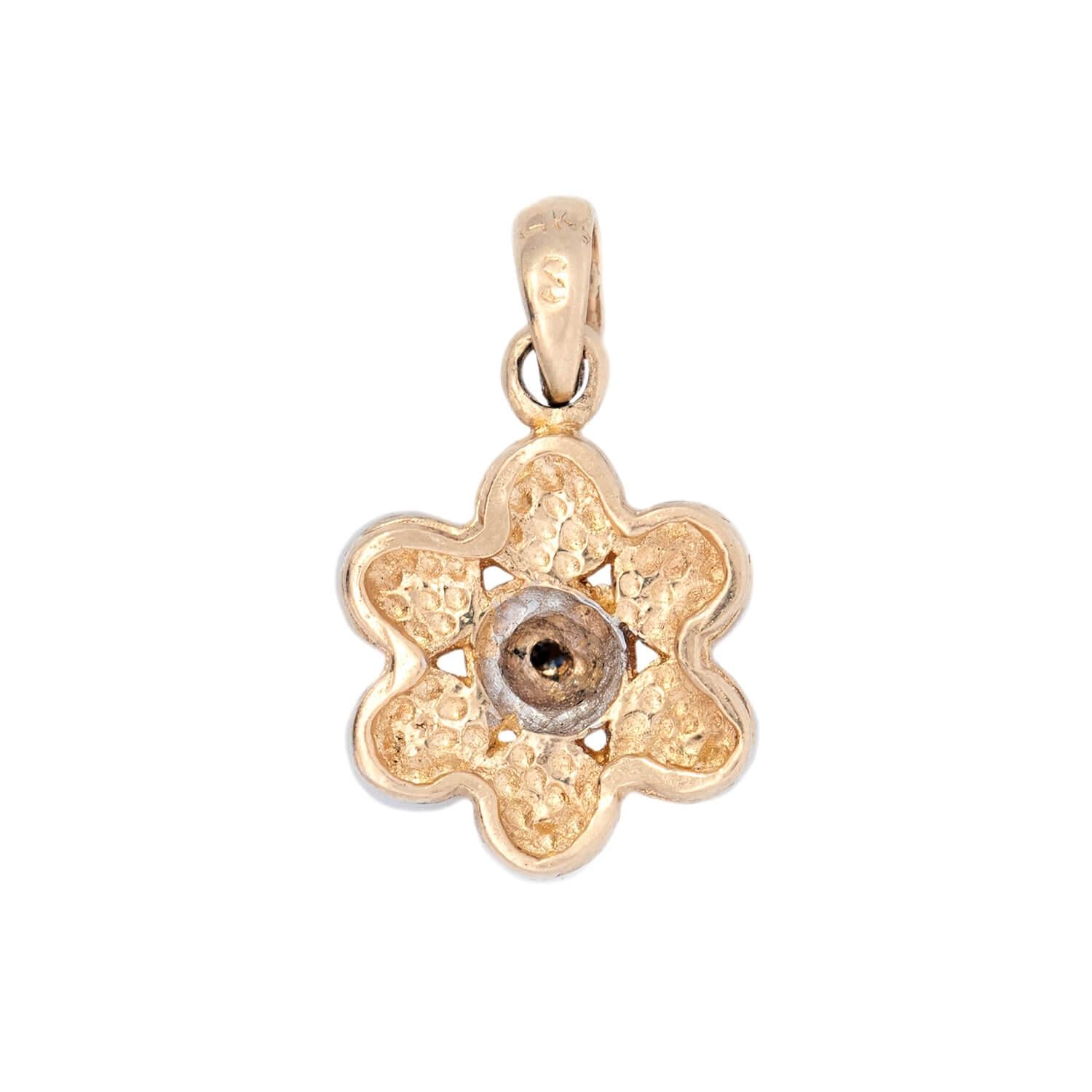 14K Gold Pearl and Diamond Flower Pendant Necklace - Elegant Floral Jewelry for Women, Perfect for Weddings, Anniversaries & Special Occasions