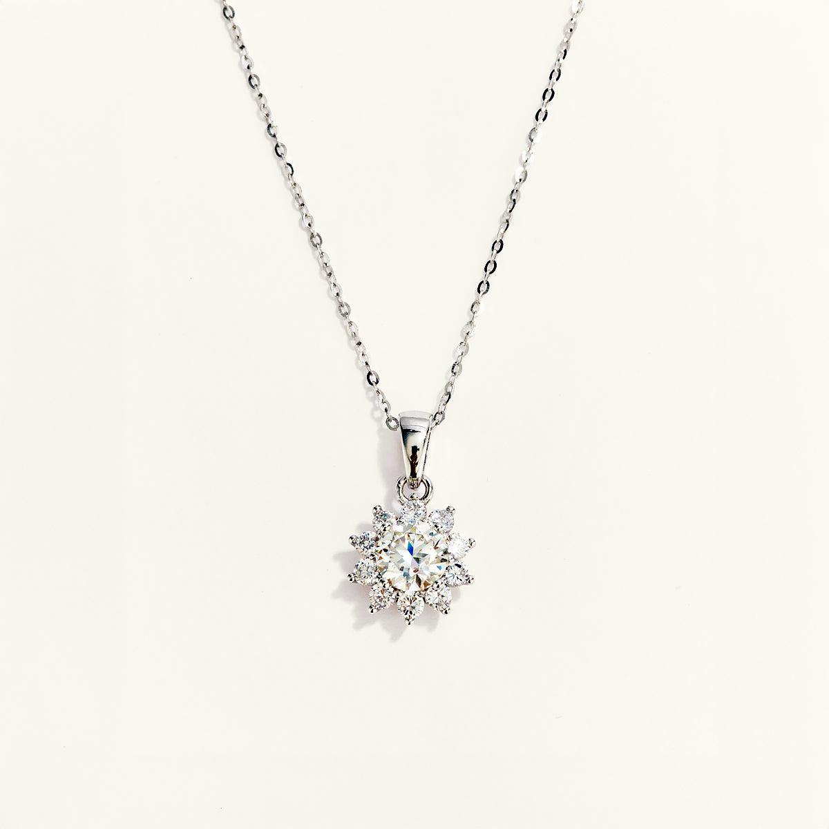 Stunning Sunflower Moissanite Pendant Necklace - 14K Gold Plated Floral Jewelry for Women - Perfect Gift for Birthday, Anniversary & Valentine's Day