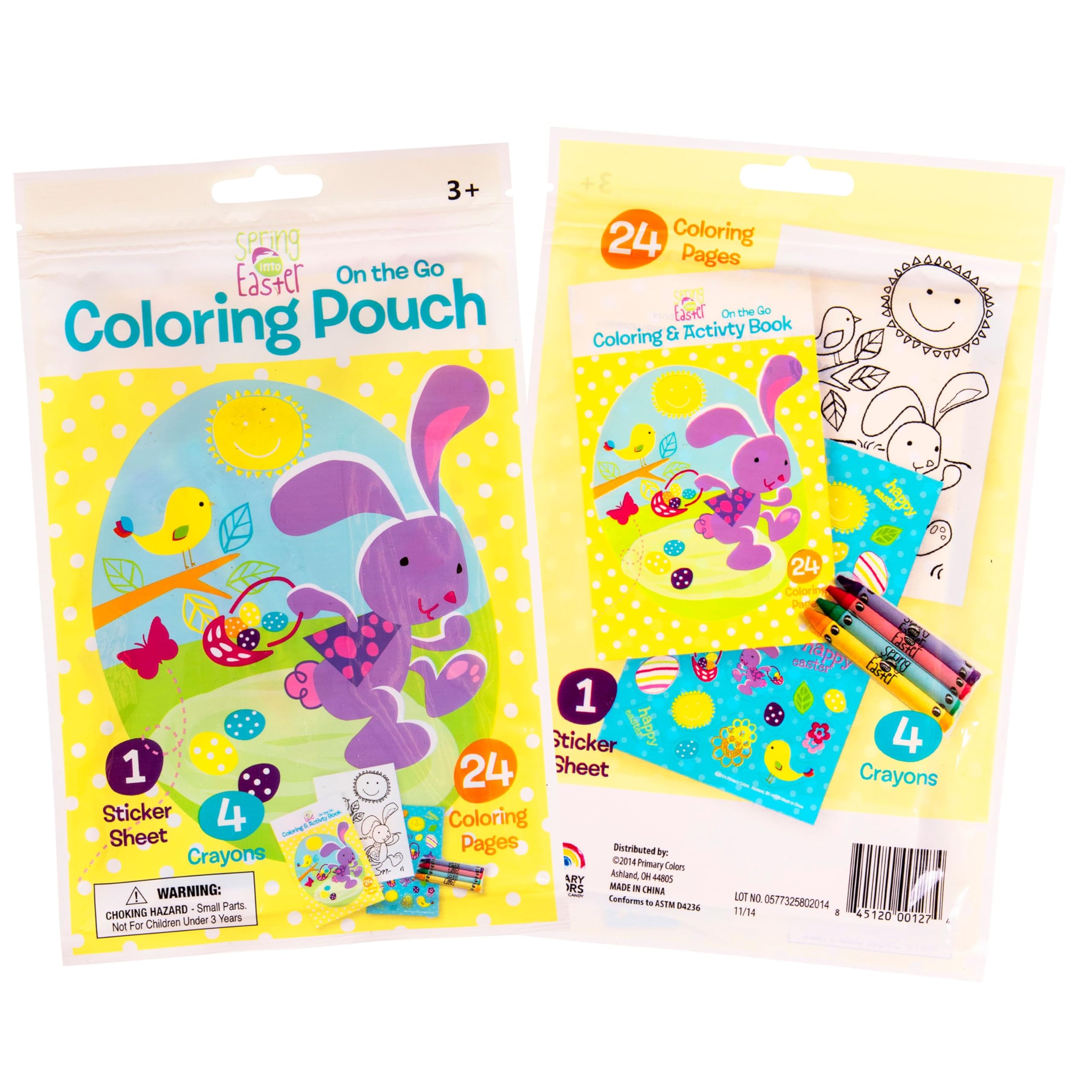 Easter Activity Kit for Kids - 3-Pack Coloring Books, Stickers & Crayons Set in Resealable Pouch | Fun Easter Basket Stuffers & Party Favors | Great for Easter Egg Hunts, Classroom Activities & Travel Entertainment