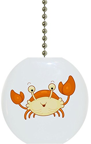 Orange Crab Nautical Ceramic Fan Pull - Decorative Ceiling Fan Chain Pull for Coastal, Beach, and Nautical Home Decor - Perfect for Kitchen, Bathroom, Porch, and Outdoor Spaces