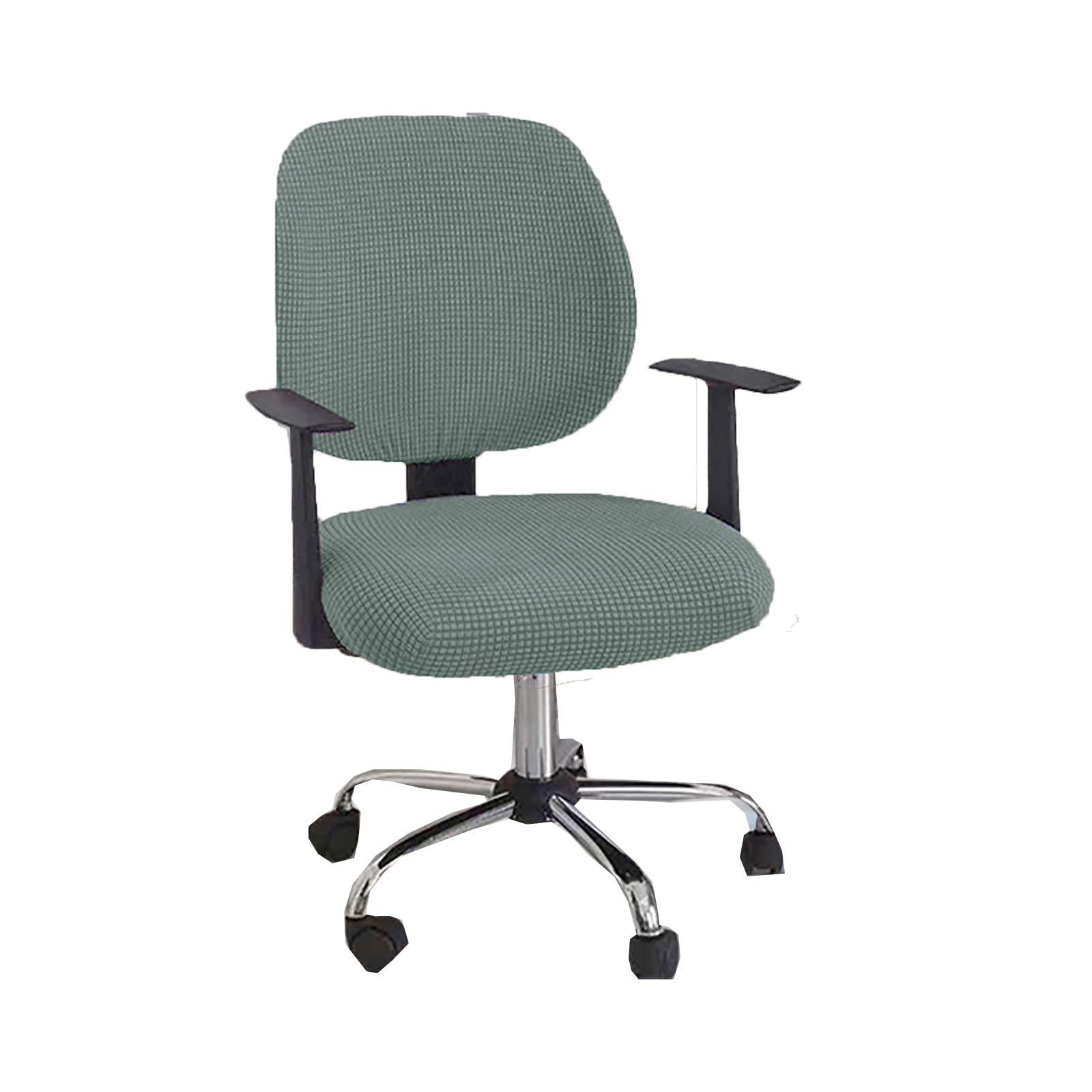 Jacquard Stretch Office Chair Cover - Universal Washable & Removable Computer Chair Slipcover in Gray Green | Perfect for Home Office, Gaming Chair, and Conference Room Seating Protection