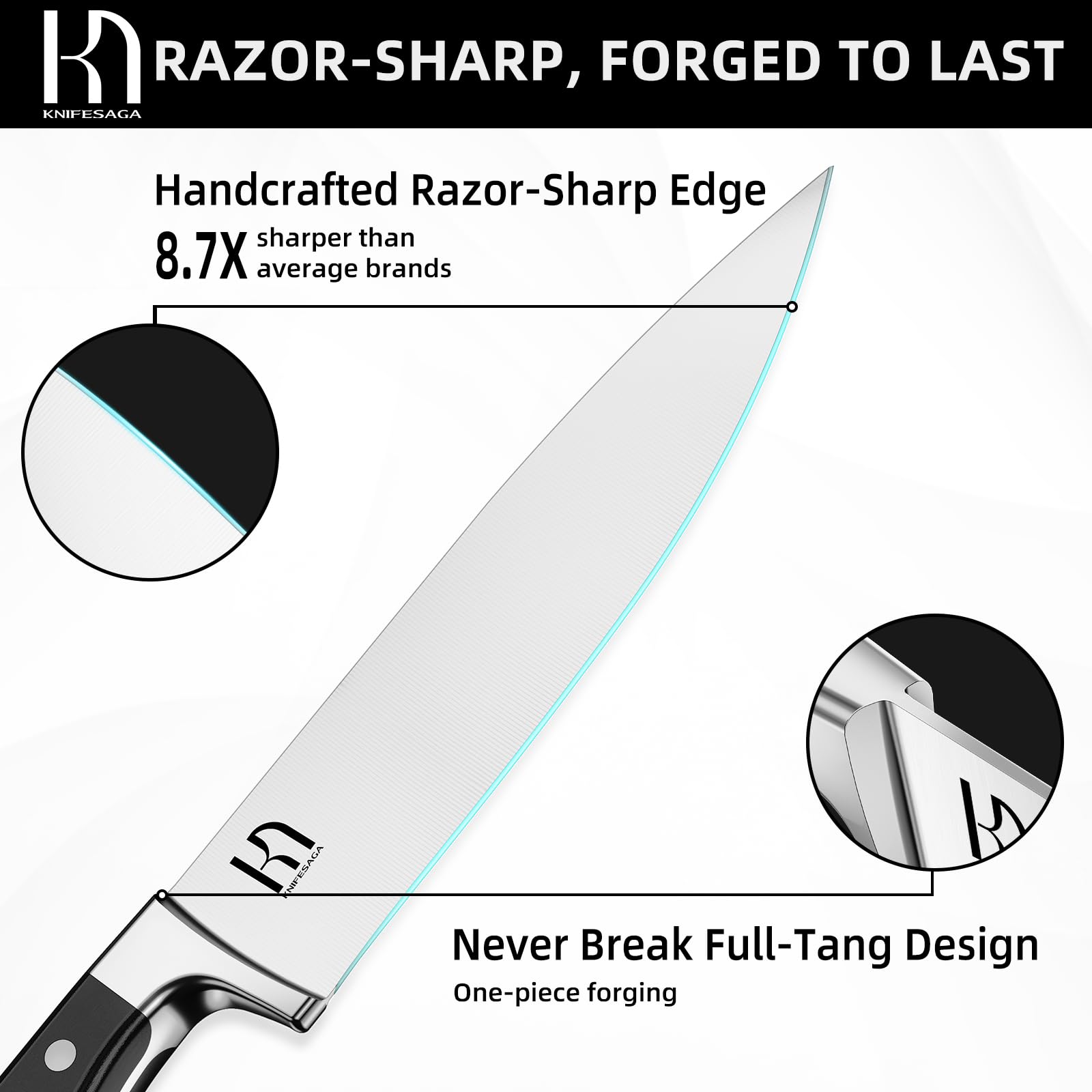15-Piece Premium Japanese High Carbon Stainless Steel Knife Set with Block & Sharpener - Razor-Sharp Chef Knives for Professional Cooking, Meat Cutting & Food Prep - Durable Black Kitchen Knife Block Set for Home & Restaurant Use