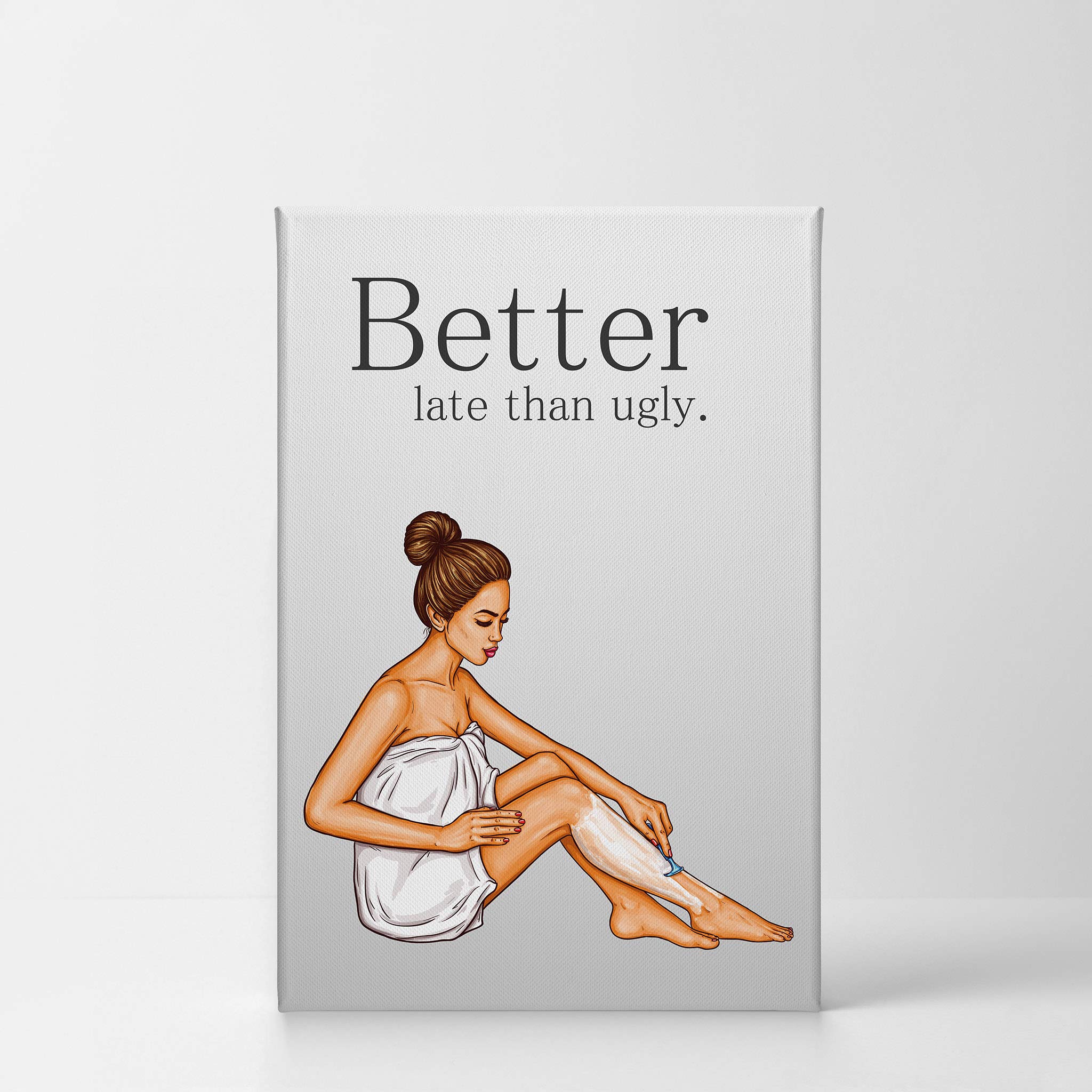 Funny Bathroom Wall Art - 'Better Late Than Ugly' Canvas Print for Kids & Nursery Decor | Ready to Hang 36x24 | Made in USA | Perfect for Bathroom, Playroom & Home Decoration