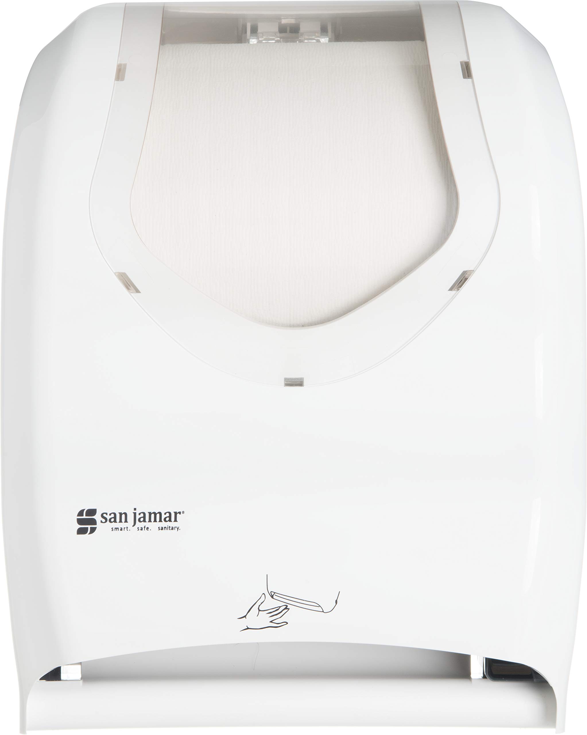 San Jamar Summit Smart System with IQ Sensor Paper Towel Dispenser - Touchless Operation for Standard & 4-Inch Core Rolls - Ideal for Bathrooms, Kitchens, Restaurants & Office Spaces - White Plastic Hygienic Solution