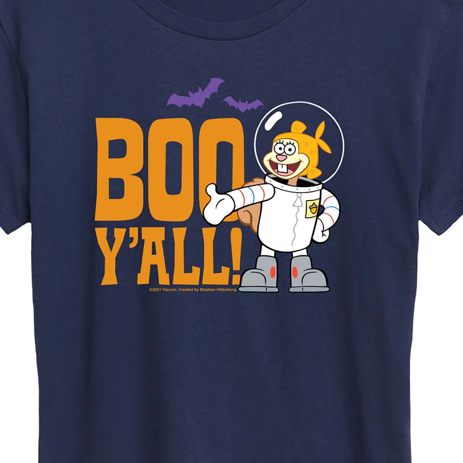 HYBRID APPAREL Women's Spongebob Squarepants Sandy Boo Y'all Graphic T-Shirt - Short Sleeve Cotton Tee - Funny Cartoon Pop Culture Shirt for Casual Wear, Cosplay & Gifts