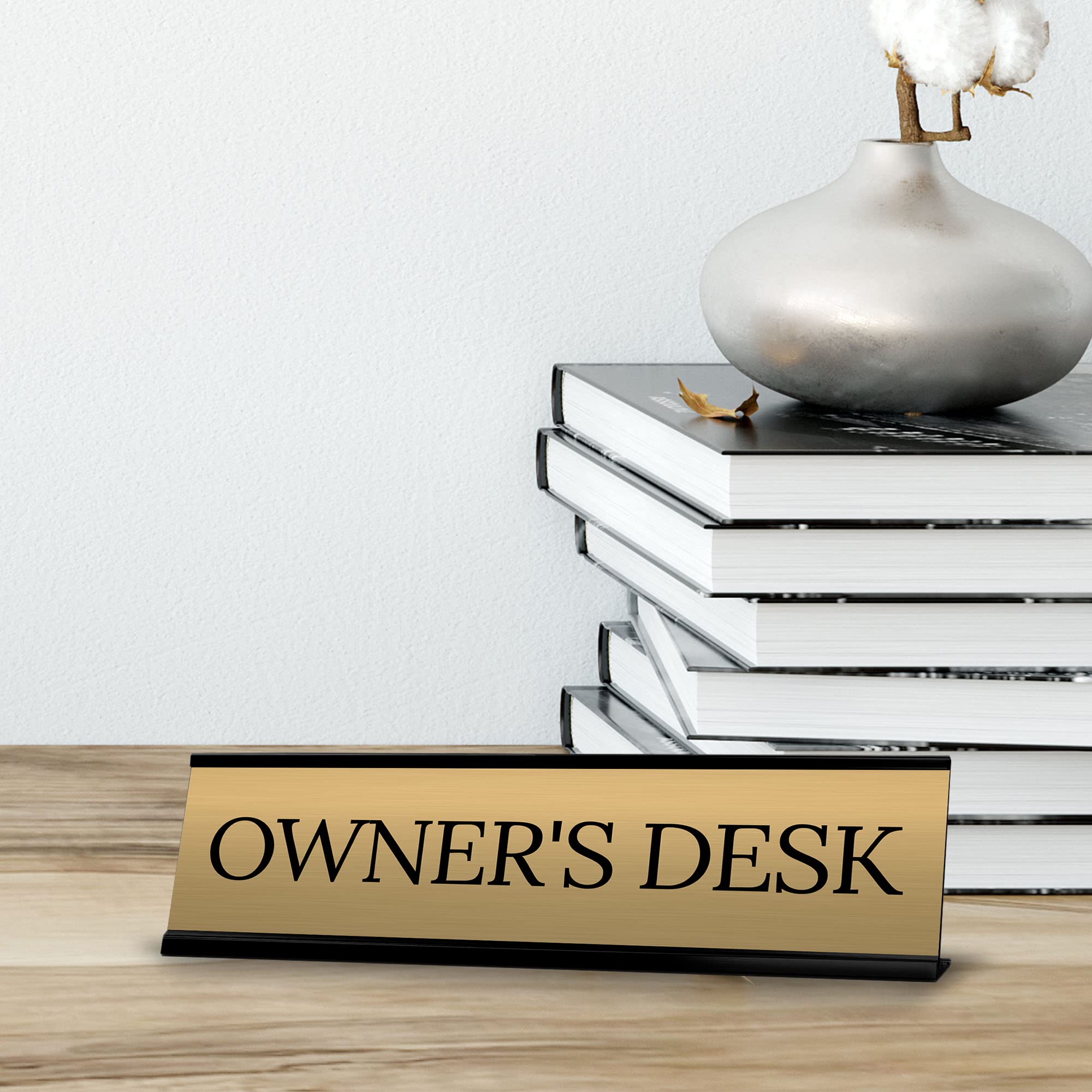 Personalized Owner's Desk Sign - 2x8 Inch Black Frame Office Decor - Perfect Gift for Bosses, Entrepreneurs & Office Professionals - Ideal for Desks, Workstations & Corporate Gifting