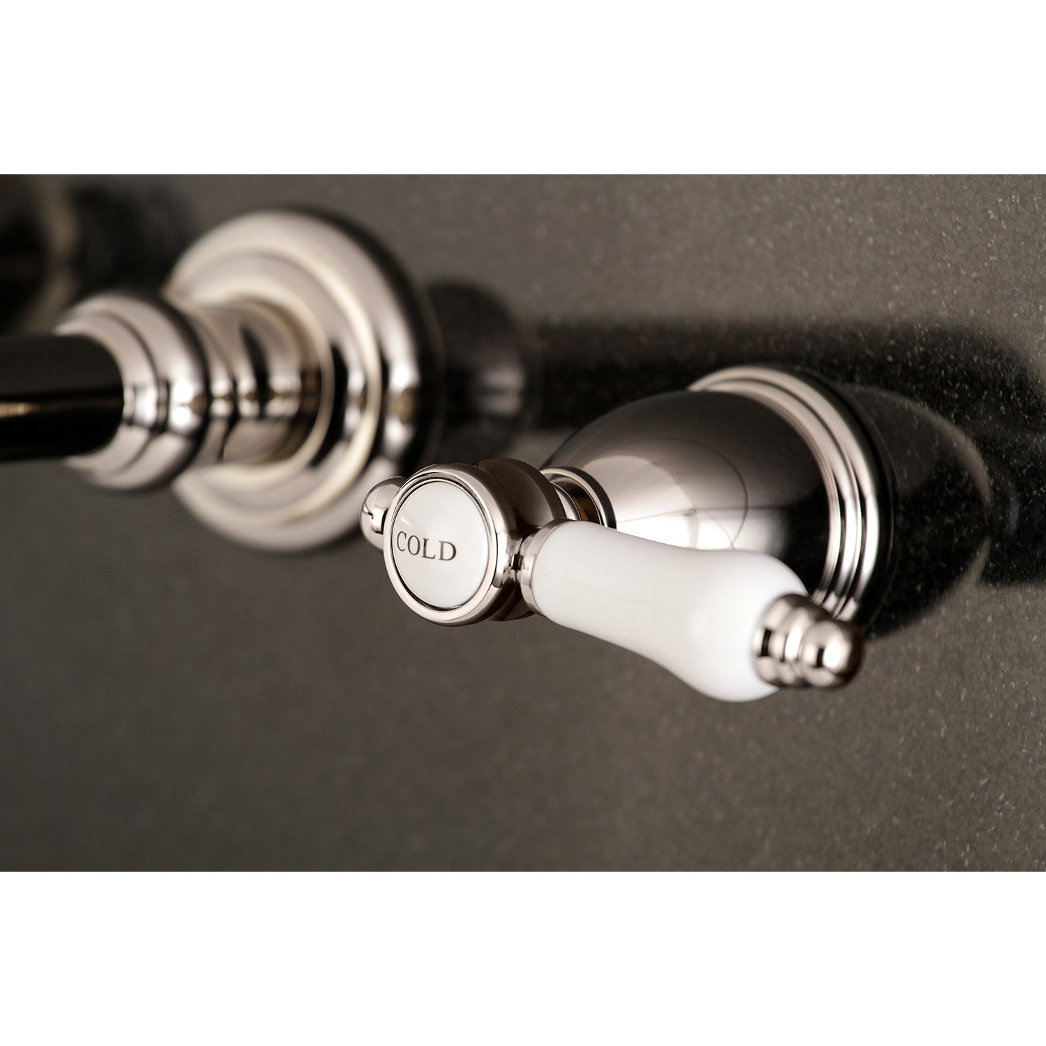 Bel Air KS7126BPL Double Handle 3 Hole Wall Mount Bathroom Faucet in Polished Nickel - Perfect for Modern Bathroom & Powder Room Renovations