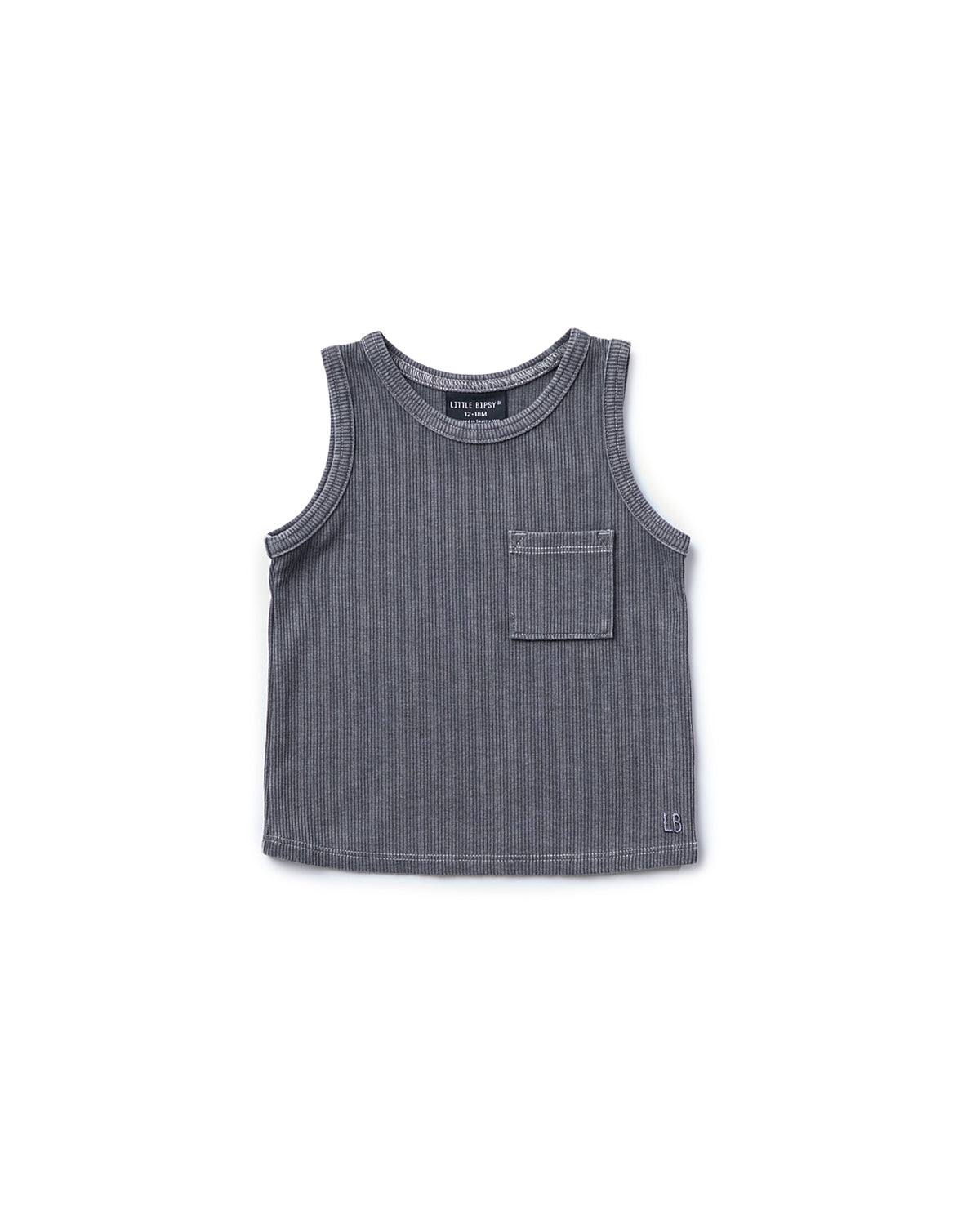 Acid Wash Ribbed Tank Top - Black | Women's Vintage Style Sleeveless Shirt for Casual Wear, Summer Outfits, and Layering