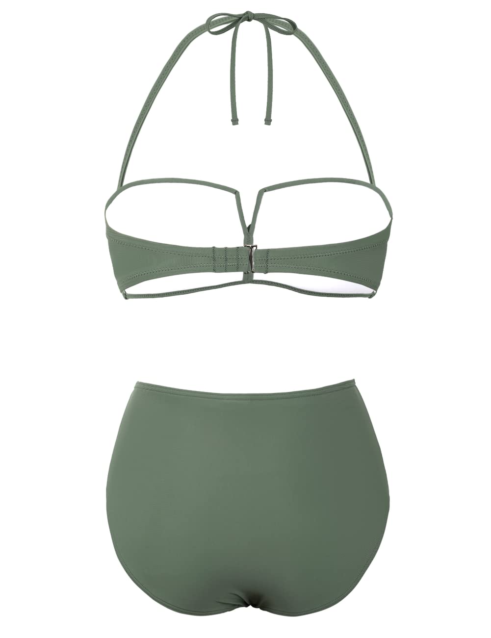 Hilor Women's Retro High Waisted Bikini Set - Strap Bandeau Two Piece Bathing Suit with Push Up for Sexy Summer Swimwear | Beach, Pool Party & Vacation Outfit