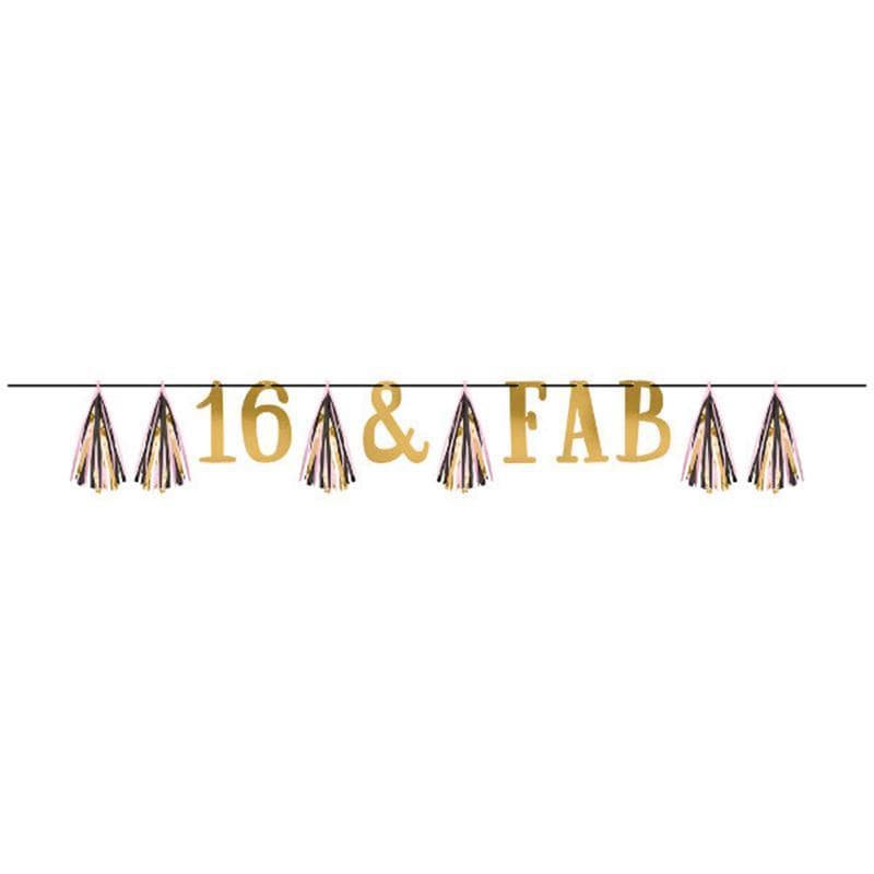 Blush Sixteen Tassel Garland - Pink Party Decorations for Sweet 16, Baby Showers & Bridal Showers | Perfect for Birthday Parties, Wedding Decor & Nursery Room