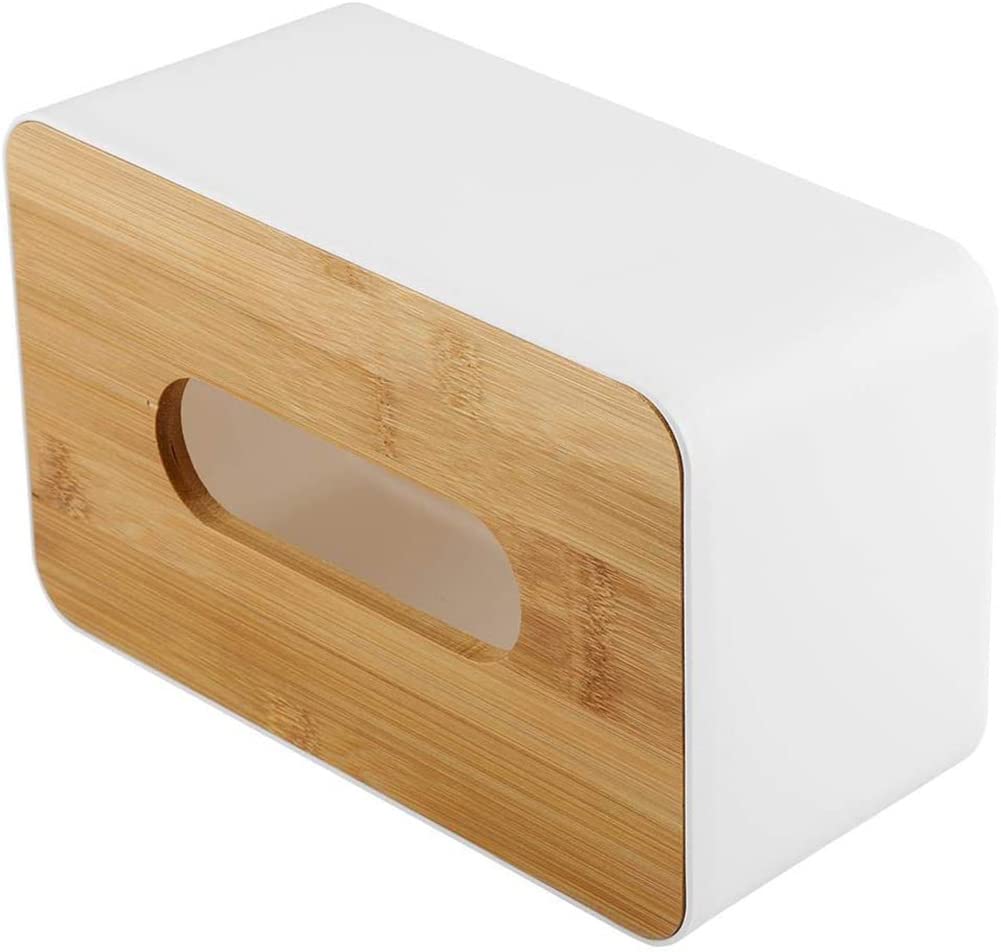 AKOAK Wooden Tissue Box Holder - Detachable Rectangular Disposable Tissue Organizer for Bathroom, Bedroom, Vanity & Nightstand - Home & Office Decor Table Accessory | Perfect for Living Room, Guest Room & Dorm Organization