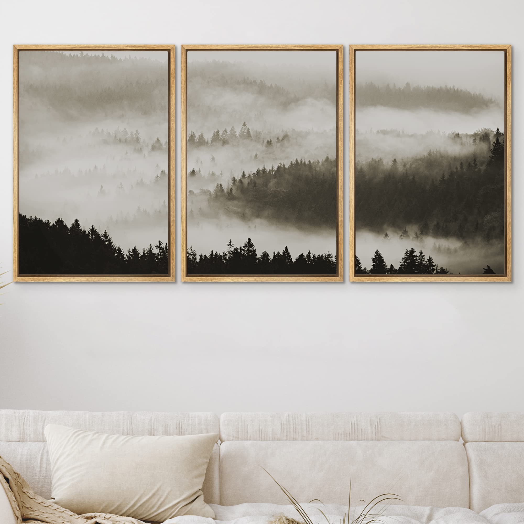 Framed Canvas Wall Art - Woodland Nursery Decor Set with Aerial Forest Landscape, Rustic Mountain Nature Print for Living Room, Bedroom, Office - 16x24 Inch Modern Home Decor | Perfect for Nursery, Farmhouse & Boho Interior Design