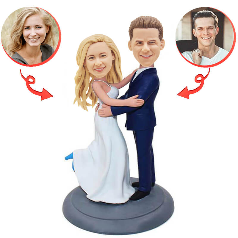 Personalized Wedding Cake Topper Bobblehead - Custom Couple Figurine for Wedding Cakes - Perfect for Anniversary, Engagement & Bridal Shower Decorations