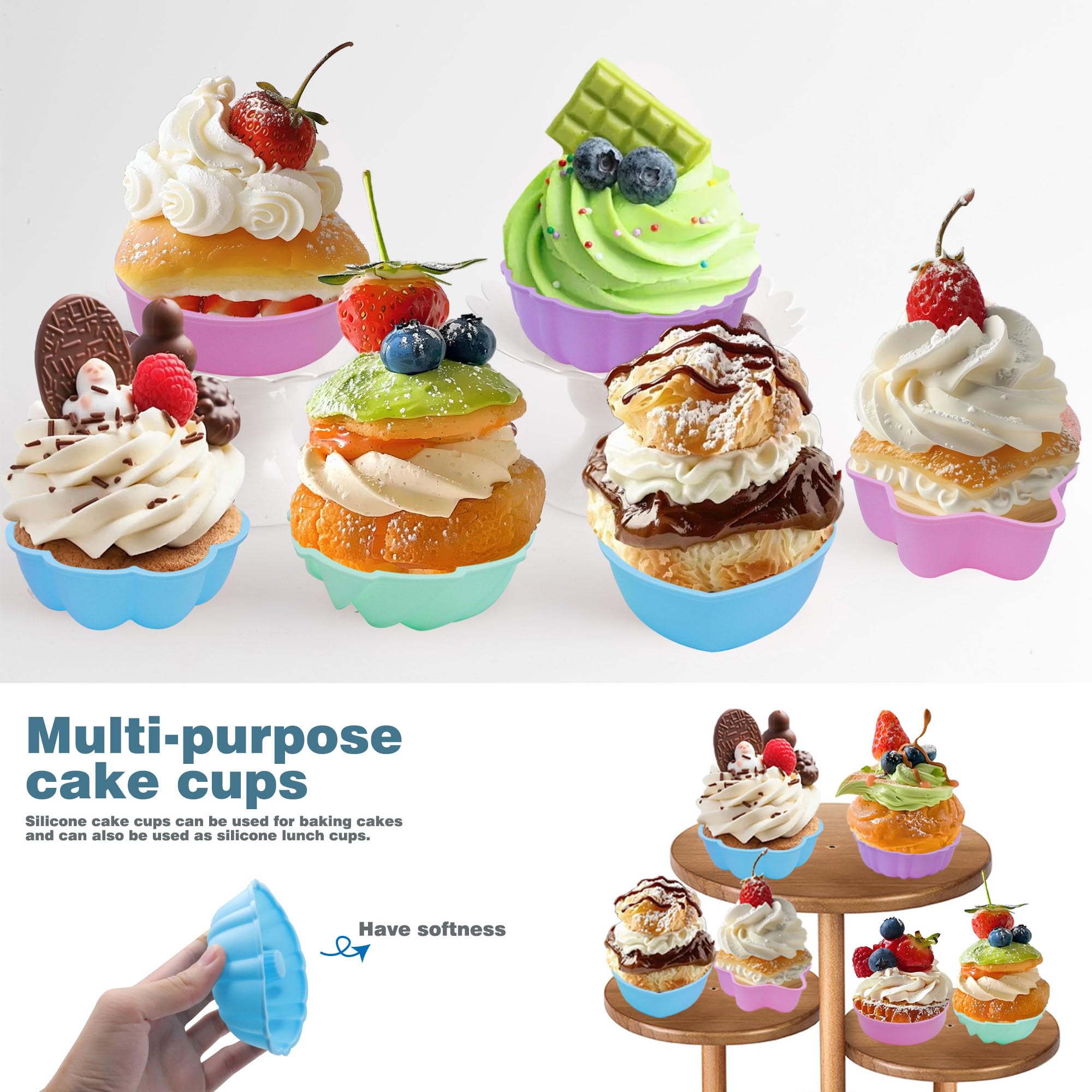 60 Pack Silicone Donut Molds - Nonstick Stackable Baking Cups for Muffins, Jelly, Bagel - Reusable Oven, Microwave & Dishwasher Safe - Perfect for Home Baking, Party Treats & DIY Desserts