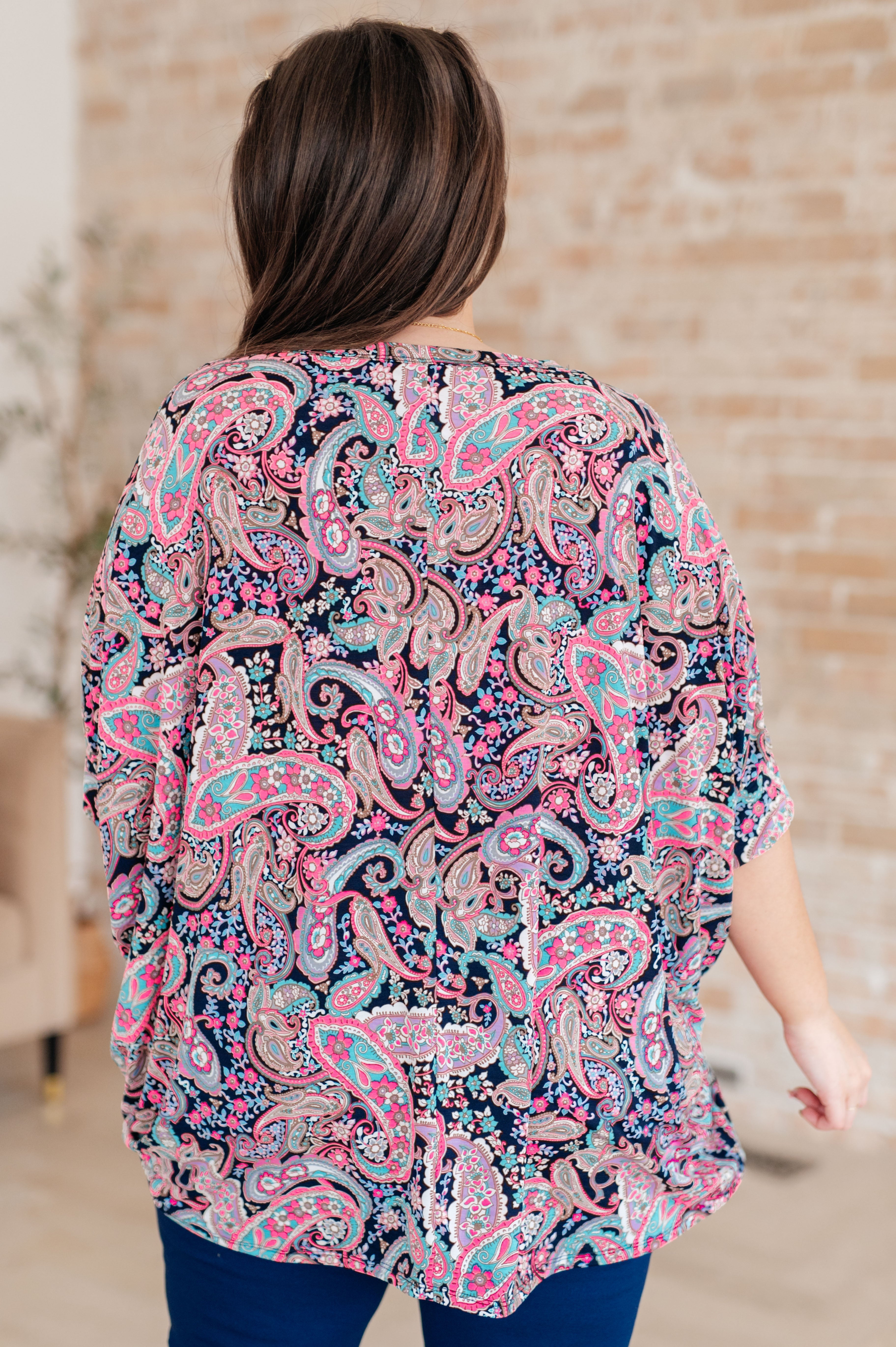 Essentially You Women's Pink Paisley Print Top | Floral Blouse for Casual Wear, Date Night & Summer Outfits