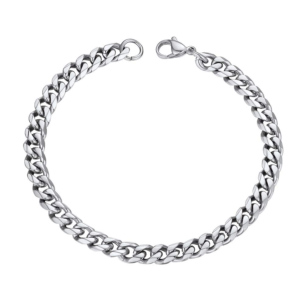 PROSTEEL 316L Stainless Steel Cuban Link Bracelets for Men - Gold, Black, Silver Tone Hypoallergenic Jewelry - 7.5