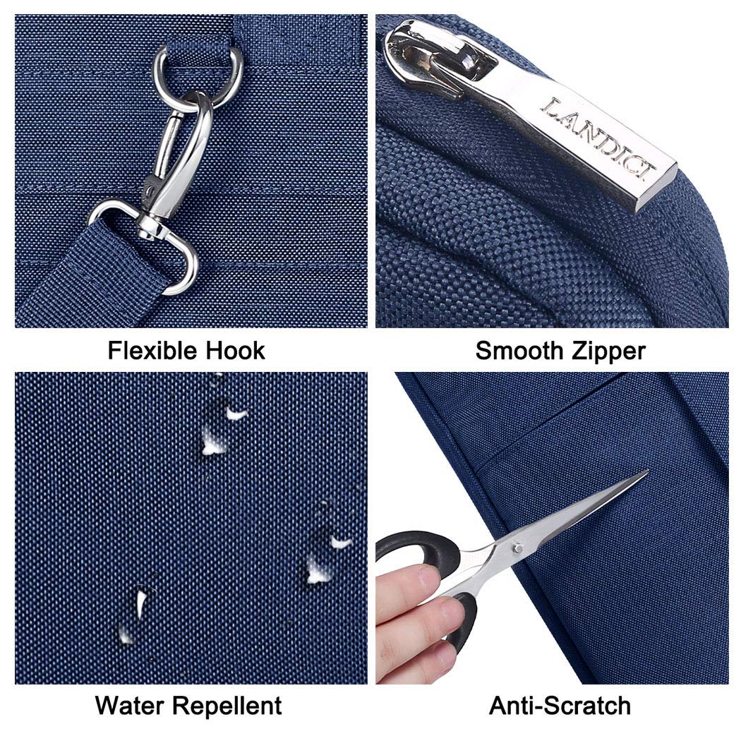 LANDICI Slim Waterproof Laptop Bag for 13-14 Inch MacBook Air/Pro & Chromebook - Lightweight Carrying Case with Shoulder Strap (Blue) - Perfect for Business Travel, Commuting & School Use