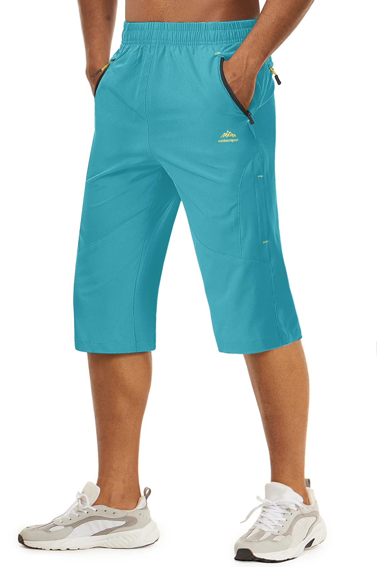 TACVASEN Men's Quick Dry Hiking 3/4 Long Capri Shorts - Athletic Workout Running Shorts with Zipper Pockets - Perfect for Outdoor Adventures, Gym & Travel