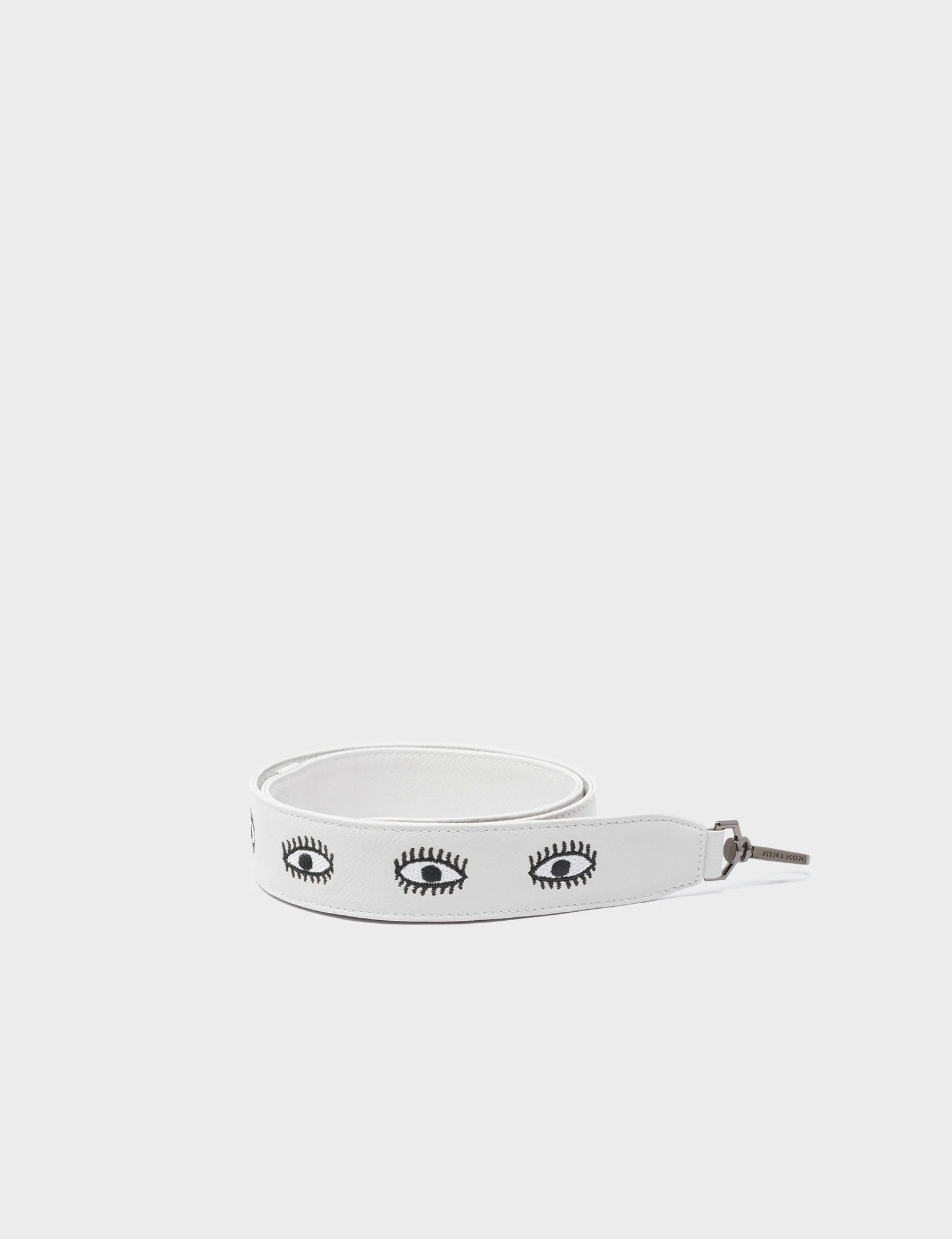Detachable Cream Leather Shoulder Strap with All Over Eyes Embroidery - Perfect for Handbags, Tote Bags & Crossbody Bags (Fashion Accessory Upgrade)