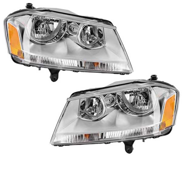 2008-2014 Dodge Avenger SXT SE Replacement Headlight Assembly Set - Left & Right Side Headlamp with Bulbs for Improved Night Driving Visibility
