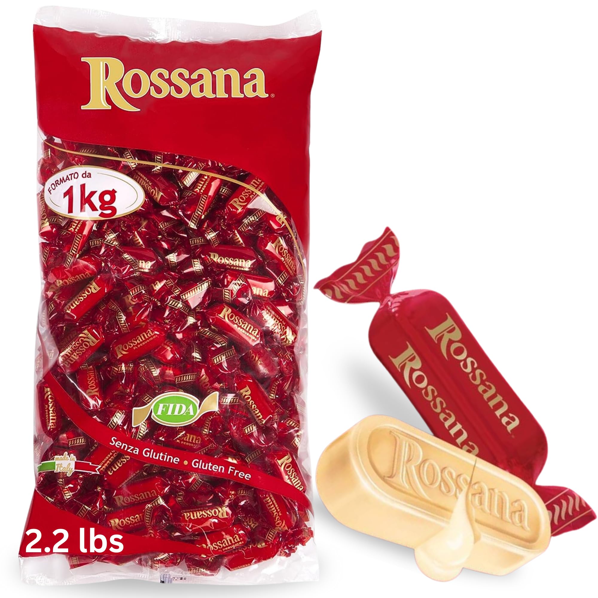 Fida Rossana Candy Assorted Flavors - 2.2Lb (1Kg) Medium Bag - Perfect for Parties, Gifts & Office Snacks