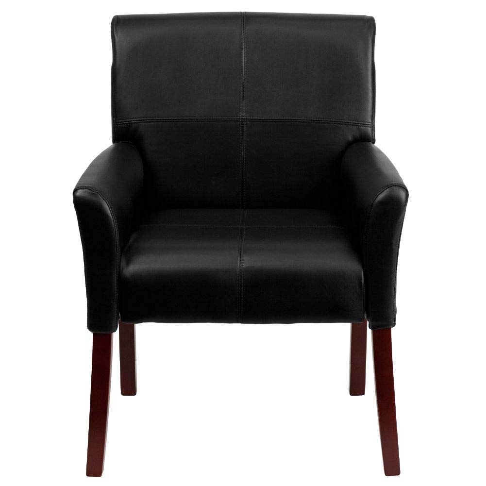 Flash Furniture Taylor LeatherSoft Upholstered Executive Office Chair - Black Reception Lobby Chair with Cushioned Seat & Padded Arms - Perfect for Waiting Areas, Conference Rooms & Home Offices