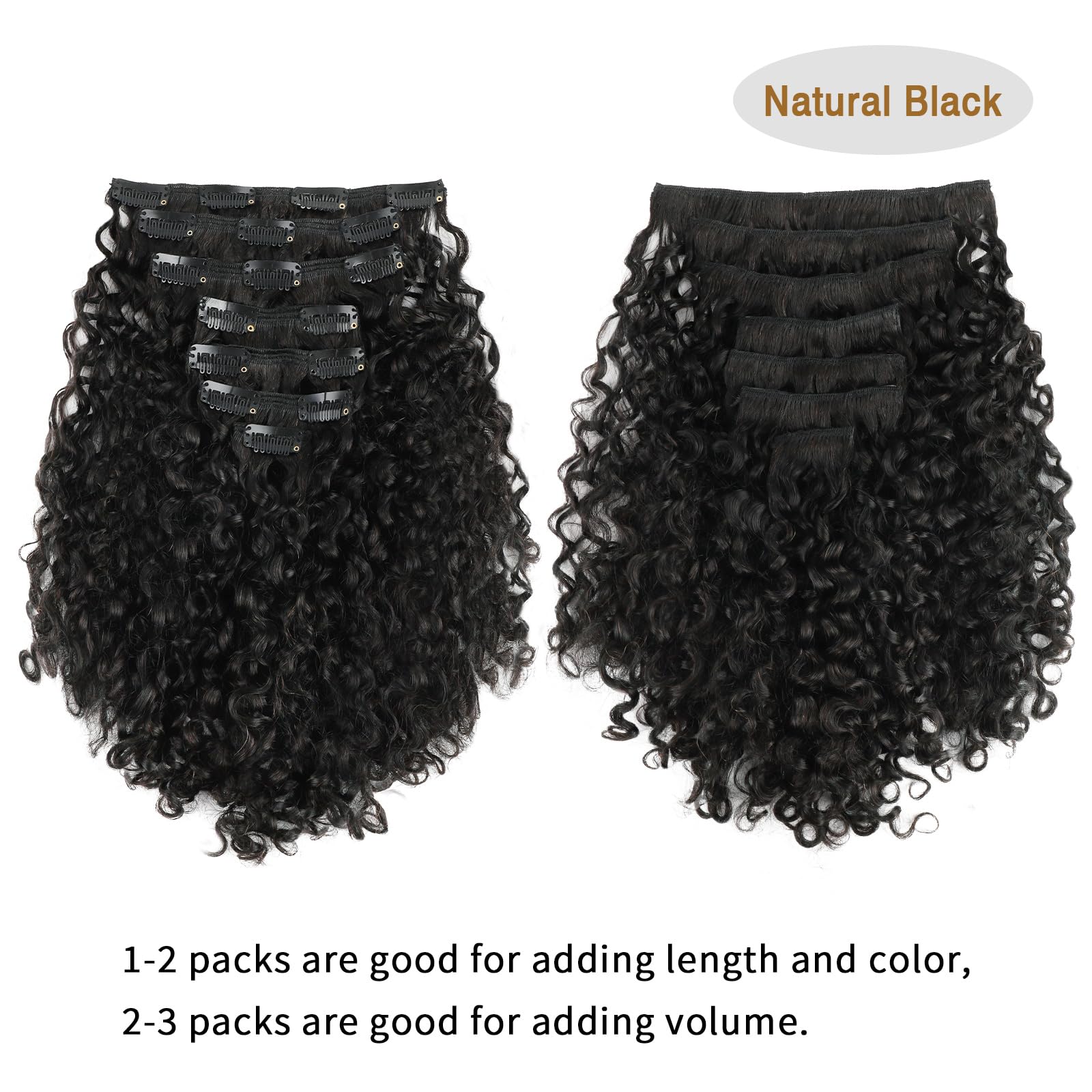ABH AMAZINGBEAUTY 22 Inch Curly Clip-in Hair Extensions for Black Women - 7Pcs 120G Spiral Curl Human Hair Extensions with Double Weft, Natural Black Virgin Hair - Perfect for Parties, Weddings & Everyday Styling