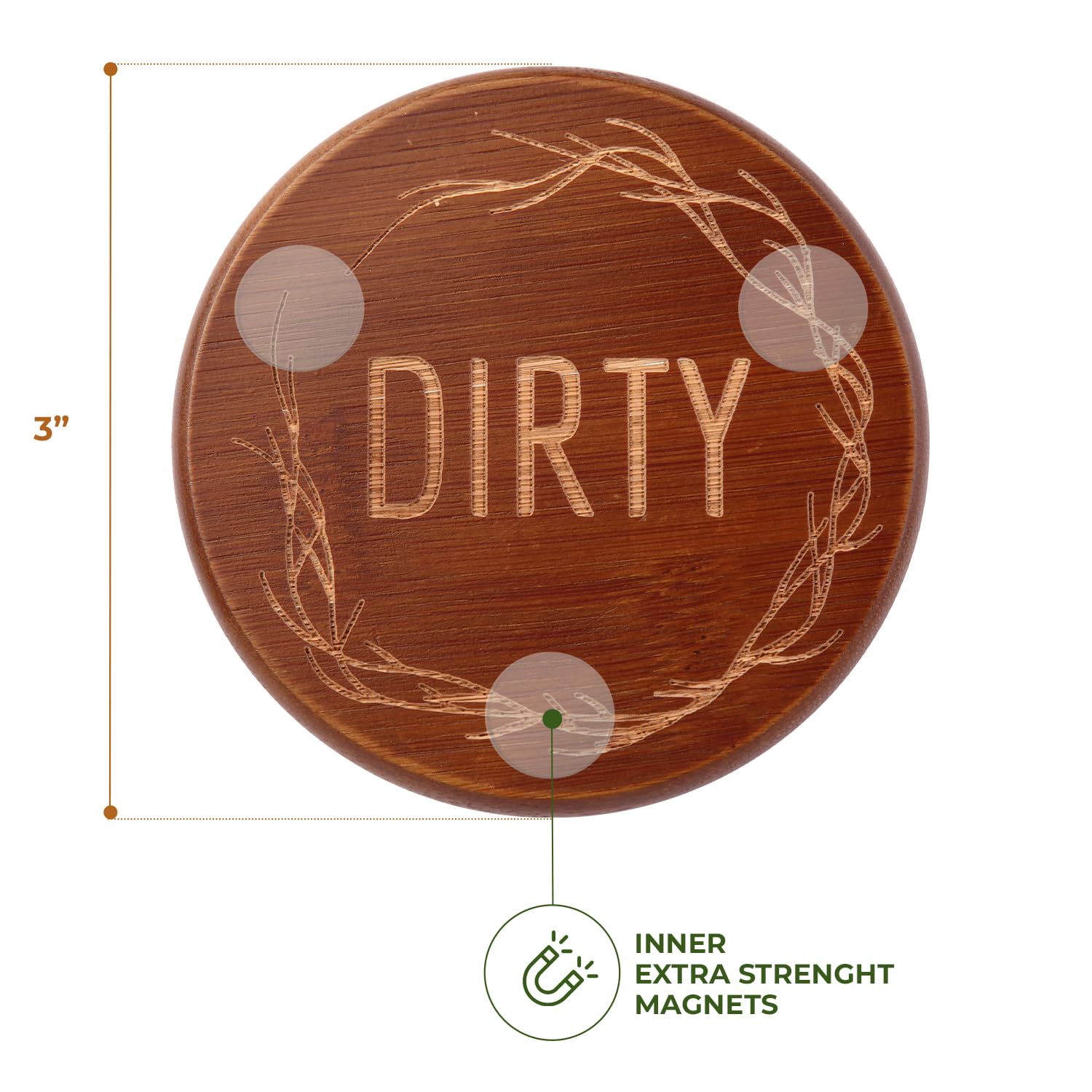 TEYGA Bamboo Dishwasher Magnet - Clean Dirty Sign for Dishwasher, Kitchen & Home (Set of 2) - Perfect for Indicating Dishwasher Status in Restaurants, Offices & Households