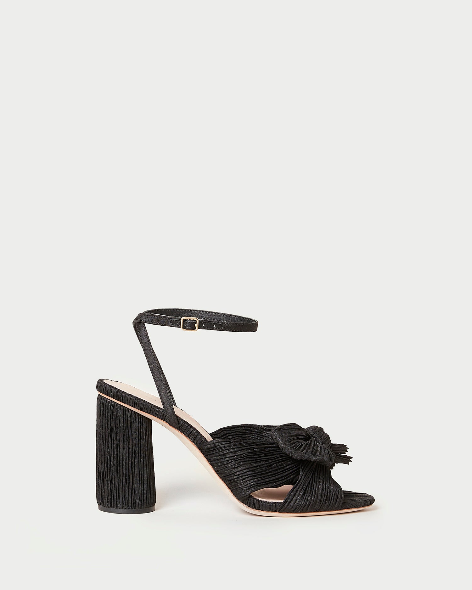 Camellia Black Pleated Bow Heel - Elegant Women's Dress Shoes for Weddings, Parties & Special Occasions