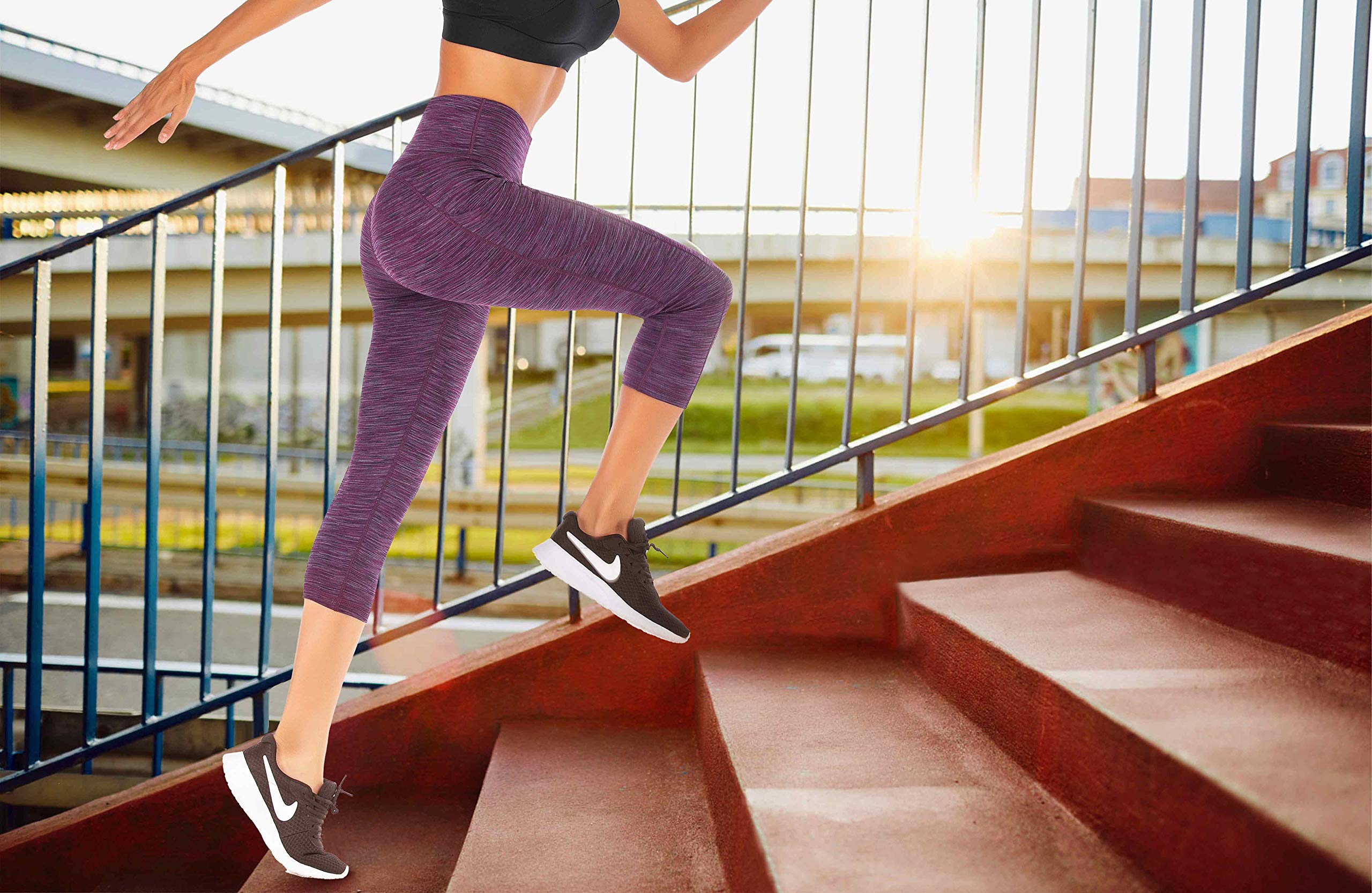 IUGA High Waisted Yoga Pants for Women with Pockets - Breathable Workout Capri Leggings for Running, Gym & Lounge - Plus Size Yoga Capris for Active Women
