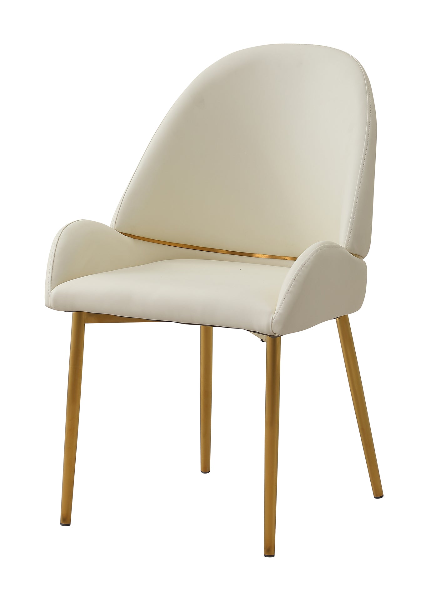 Modern PU Leather Dining Chairs Set of 2 - Beige Upholstered Seats with Sturdy Metal Legs for Kitchen, Dining Room, and Office Use