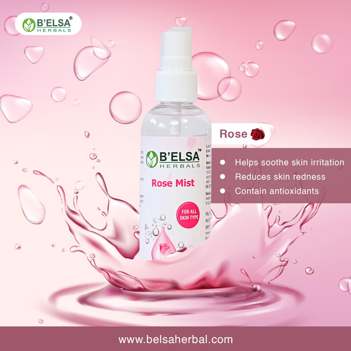 Rose Mist Facial Spray - Hydrating & Refreshing Set of 3 | Travel Size, Makeup Setting & Skin Care for Dry Skin