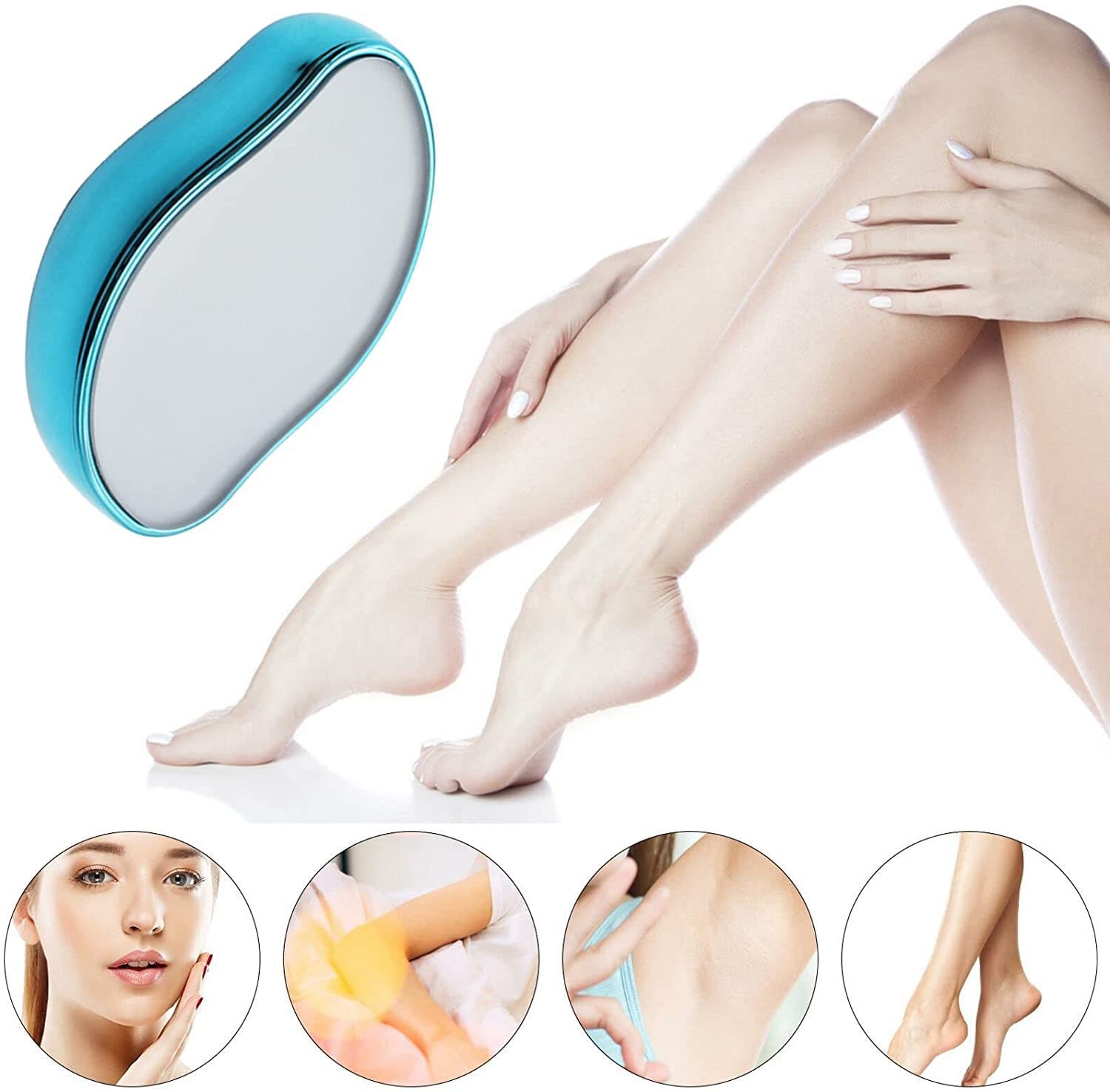**Painless Crystal Hair Eraser for Women & Men - Exfoliating Magic Hair Remover for Legs, Arms & Back - Smooth Skin Solution (1PC, Blue) - Perfect for Home Spa & Travel**