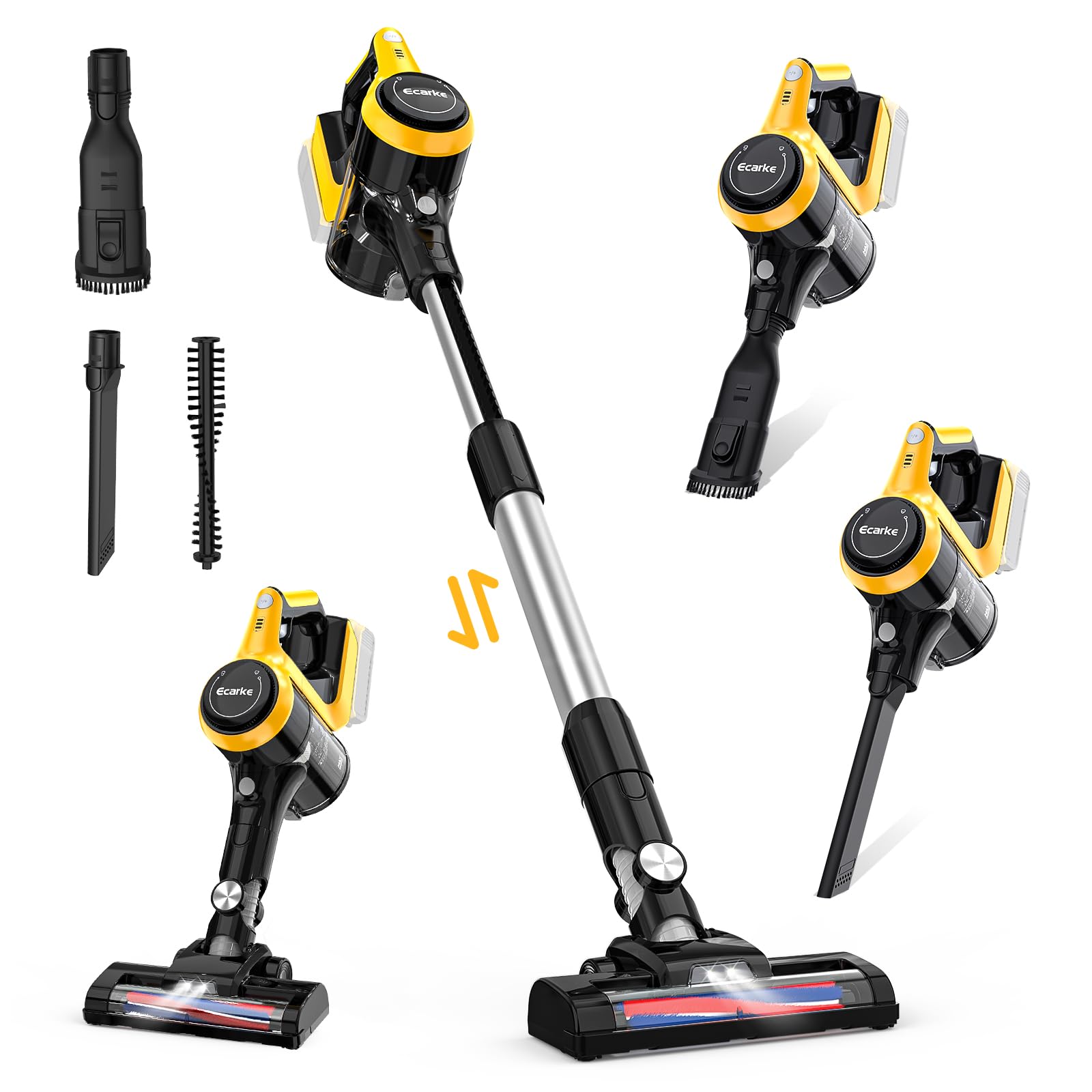 DeWALT 20V Cordless Vacuum Cleaner (Battery Not Included) - 6-in-1 Lightweight Stick Vacuum with 2 Mode Suction, 250W Brushless Motor, 25Kpa for Hardwood Floors & Pet Hair - Perfect for Home Cleaning, Car Detailing & Pet Owners