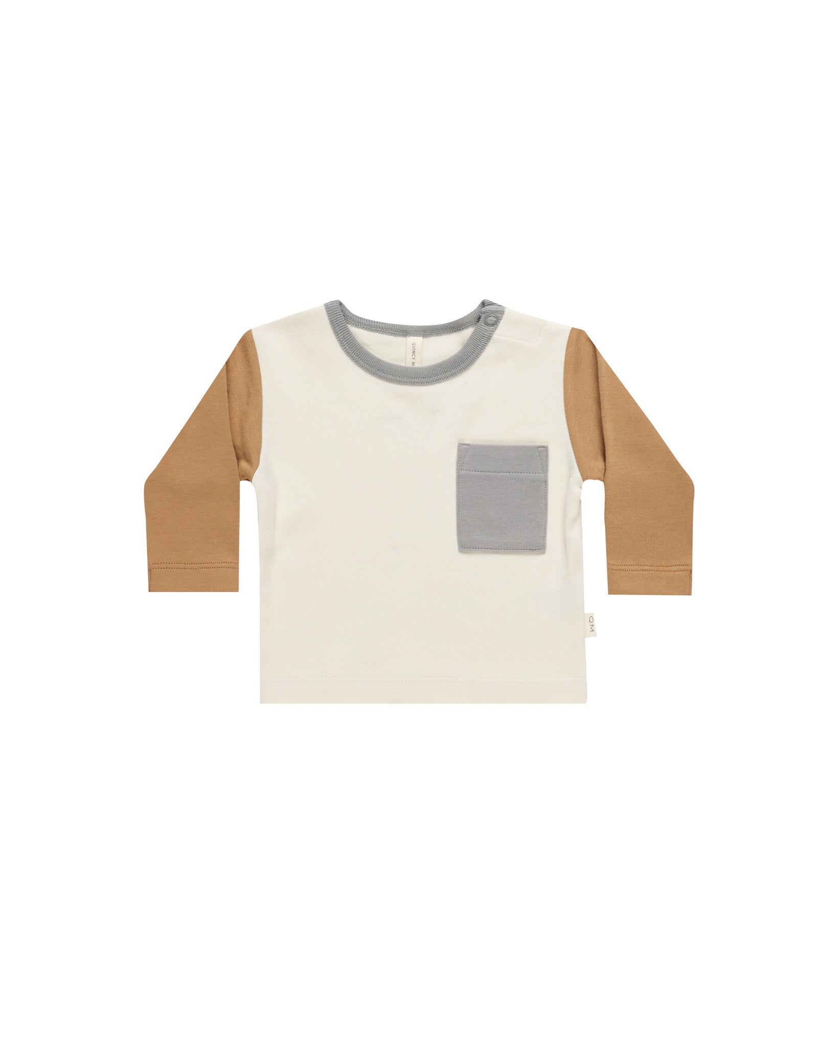 Quincy Mae Women's Long Sleeve Color Block Pocket T-Shirt - Casual Comfort Top for Everyday Wear, Work & Outings