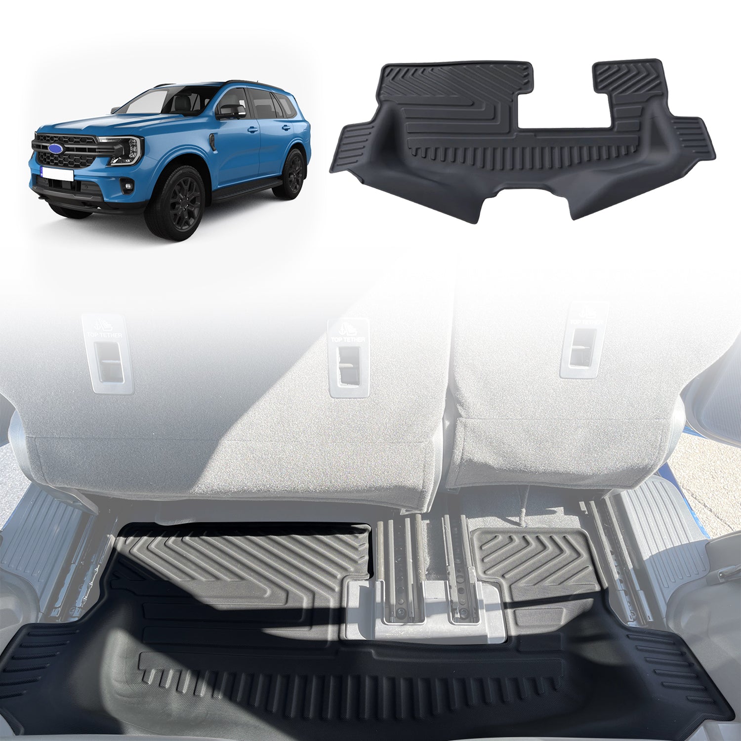 Premium All-Weather Third Row Floor Mats for Ford Everest Next Gen 7-Seater (2022-Present) - Heavy Duty Protection for SUVs, Road Trips & Family Adventures