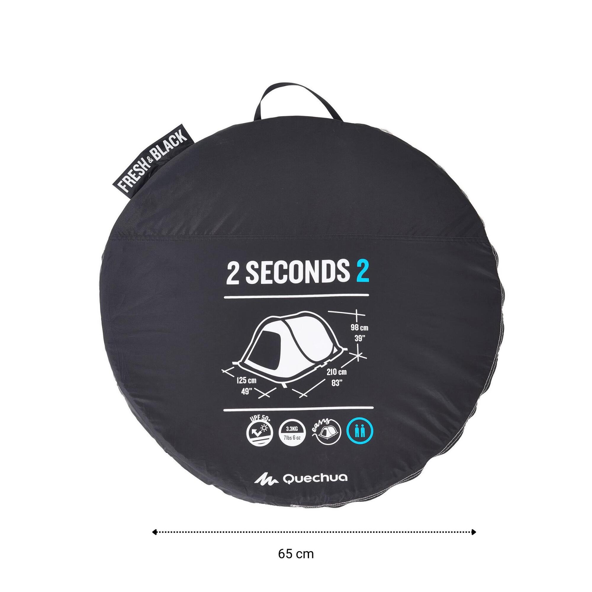 Quechua 2-Person Camping Tent - 2 Second Setup, Fresh & Black Technology for Darker & Cooler Interior - Perfect for Backpacking, Hiking & Outdoor Adventures