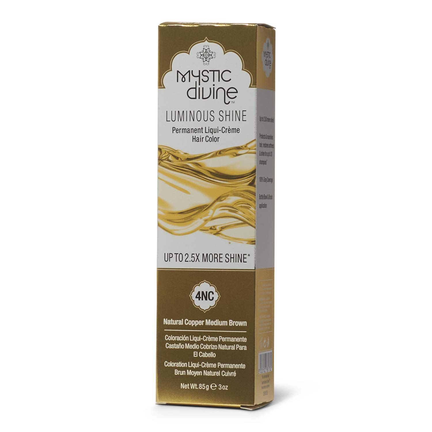 Mystic Divine 4NC Copper Medium Brown Permanent Liqui-Creme Hair Color - Long Lasting Vibrant Hair Dye for Women & Men - Perfect for Home Use, Salon Styling & Special Occasions