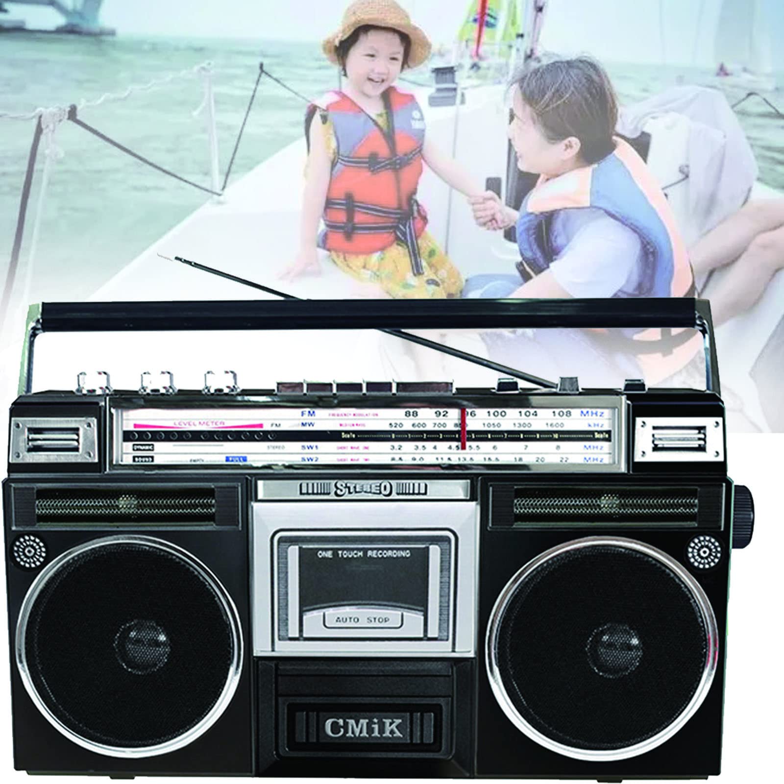 Portable Bluetooth Boombox with CD Player, Cassette Player & Remote Control - Wireless Music Streaming, Headphone Jack & FM Radio - Perfect for Home, Office & Outdoor Use